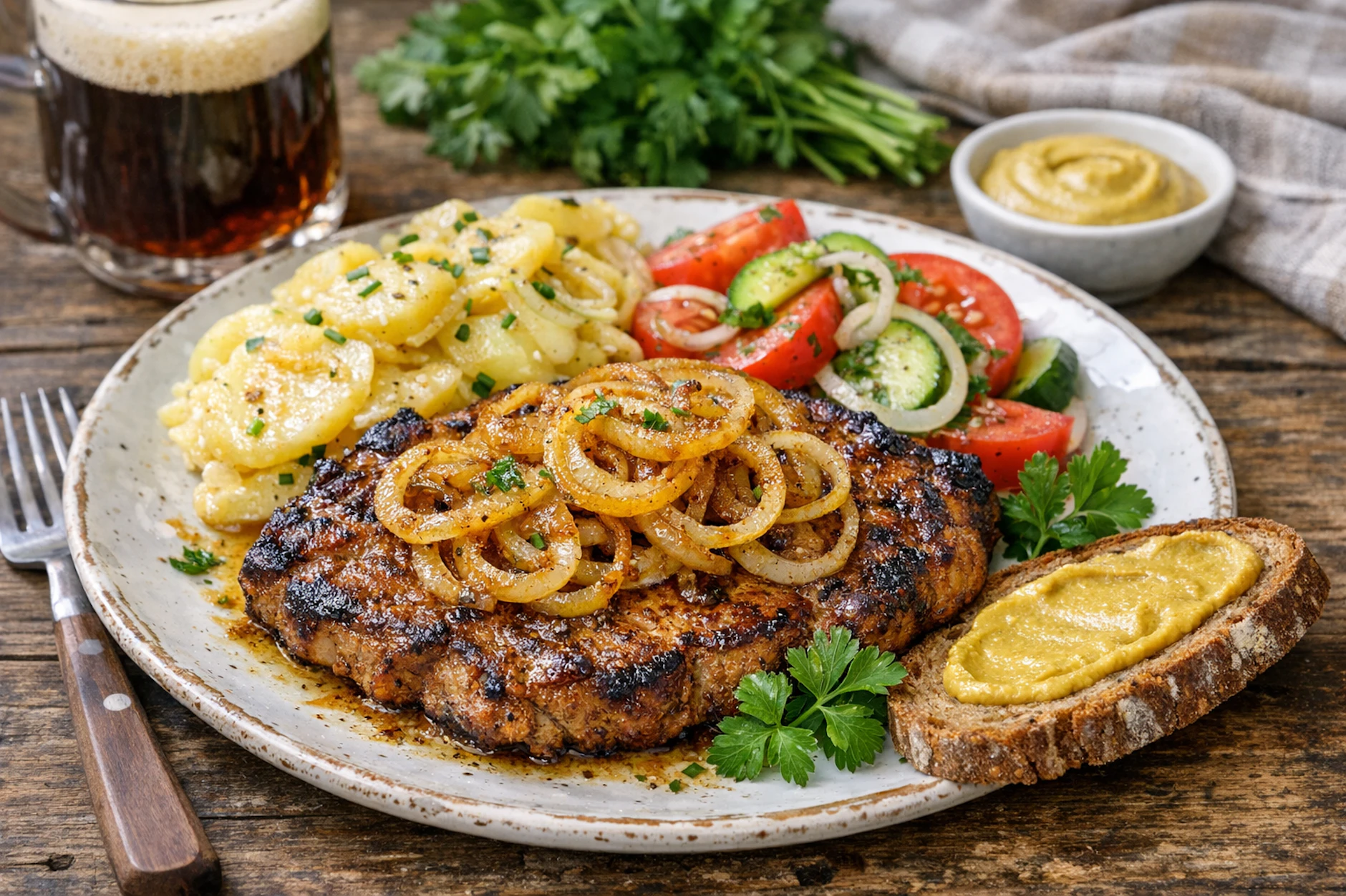 Rostbrätel können Sie auf verschiedene Arten servieren – mit Bratkartoffeln, Kartoffelsalat, Nudelsalat oder auf einer Scheibe Brot mit Senf. Der Thüringer Klassiker ist einfach immer lecker!