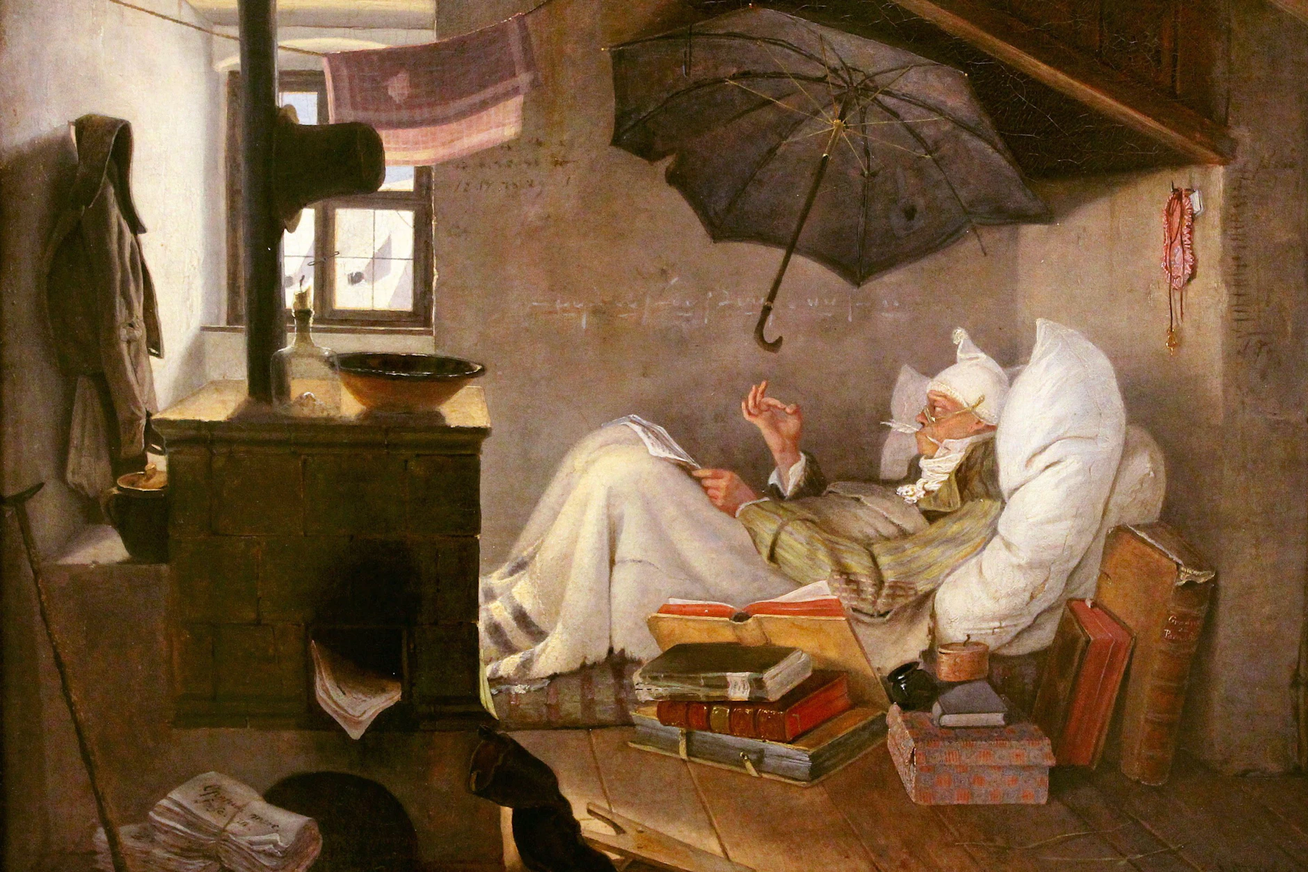 Heute könnte Carl Spitzweg (Bildtitel: „Der arme Poet“) auch freie Journalisten so malen.