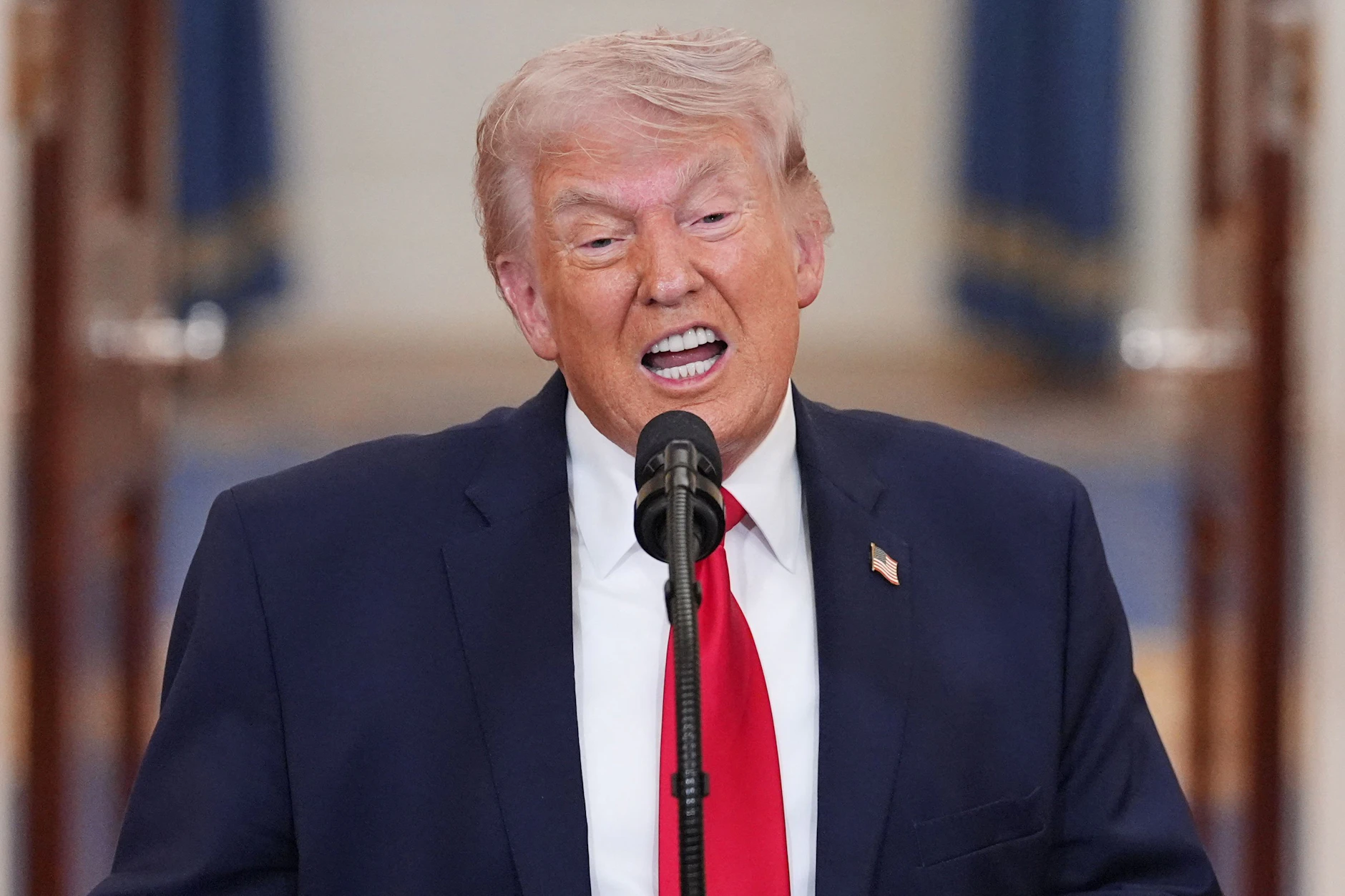 US-Präsident Donald Trump während der Fernsehansprache am 1. April 2026.