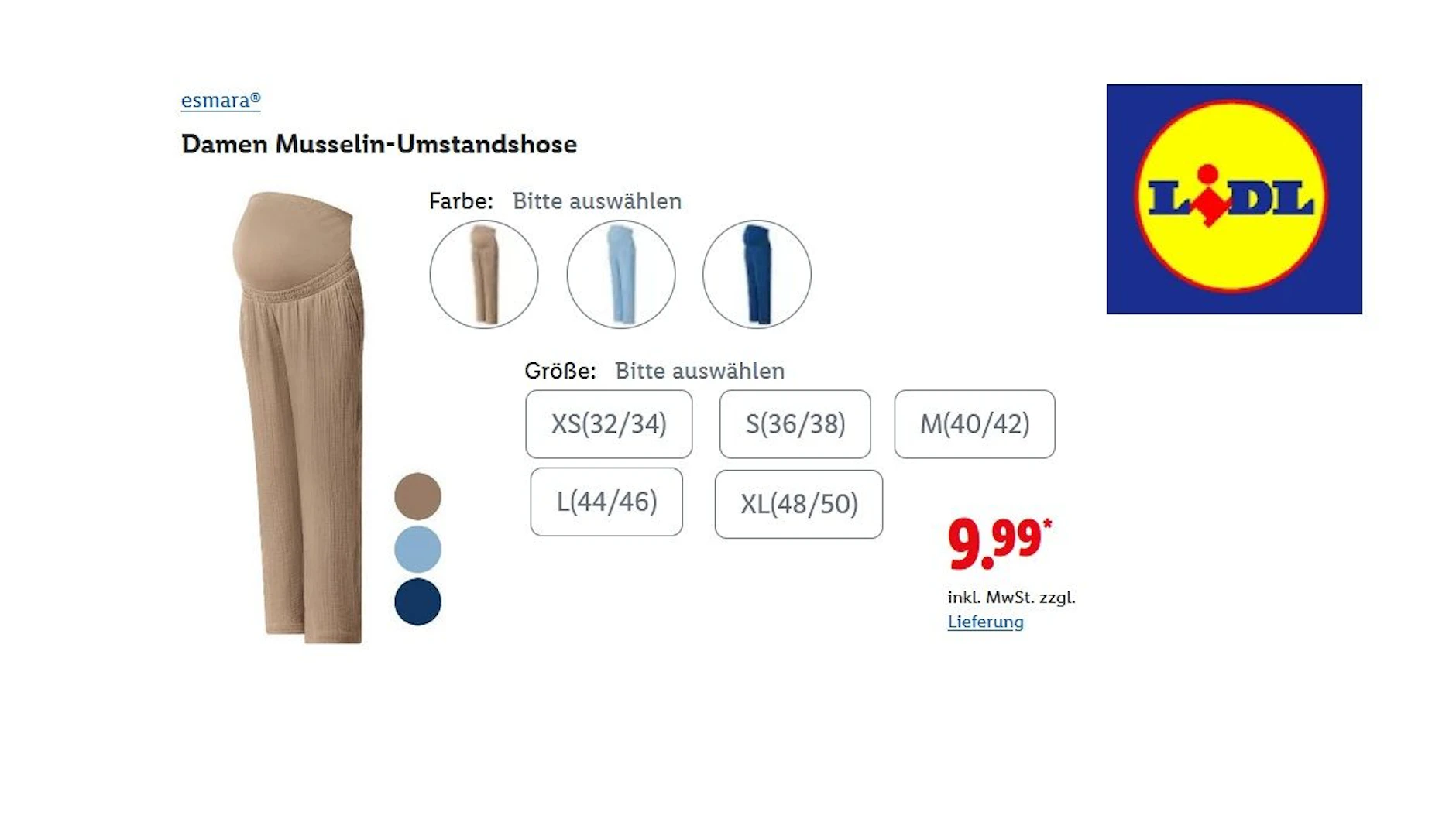 Damen Musselin-Umstandshose