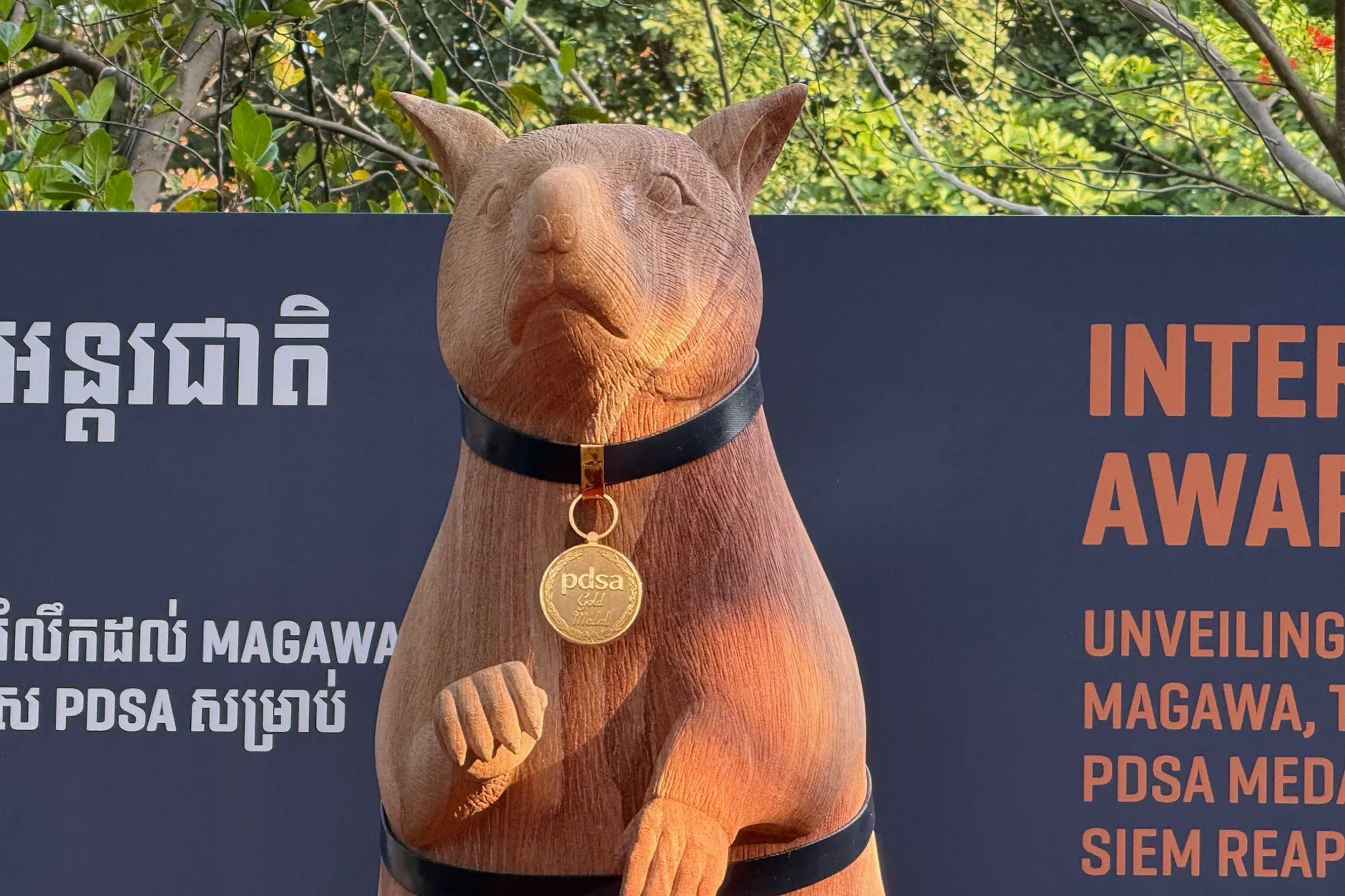 Die weltweit wohl bekannteste Minensuch-Ratte Magawa hat jetzt ein eigenes Denkmal bekommen.