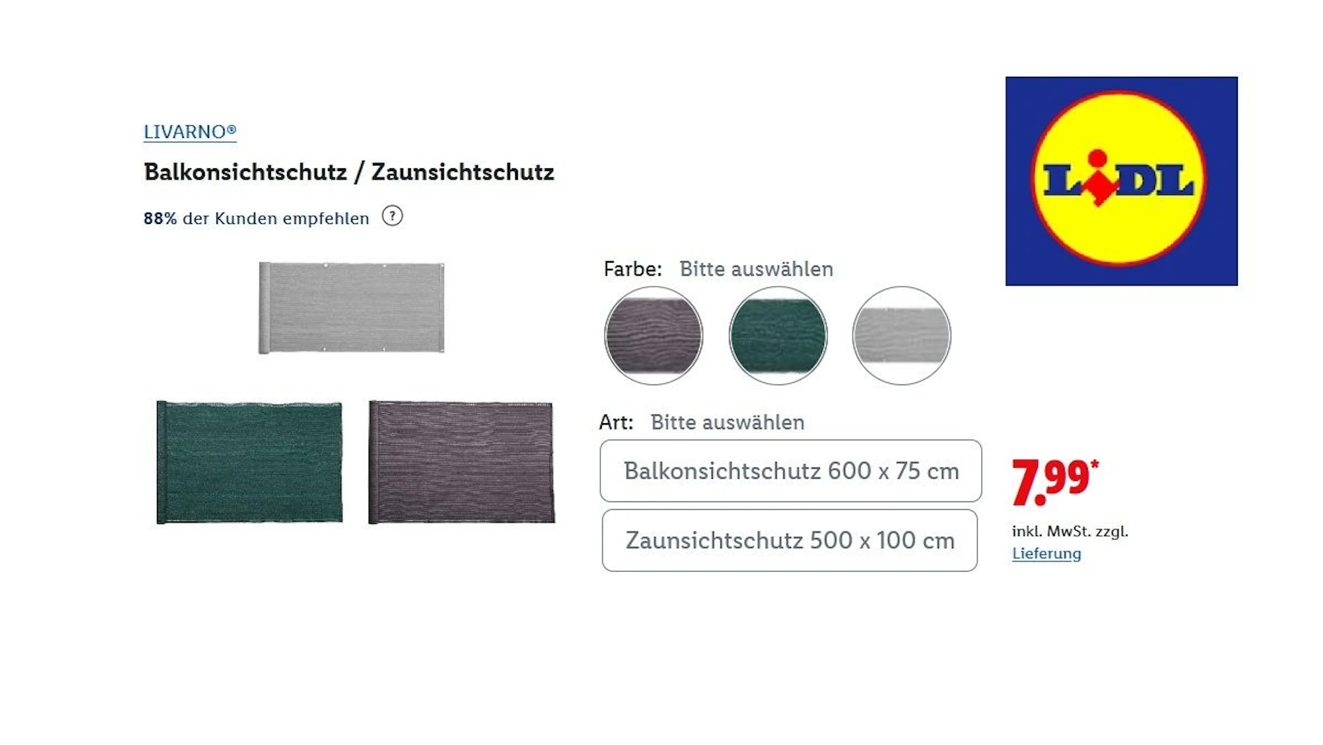 Balkon- oder Zaunsichtschutz