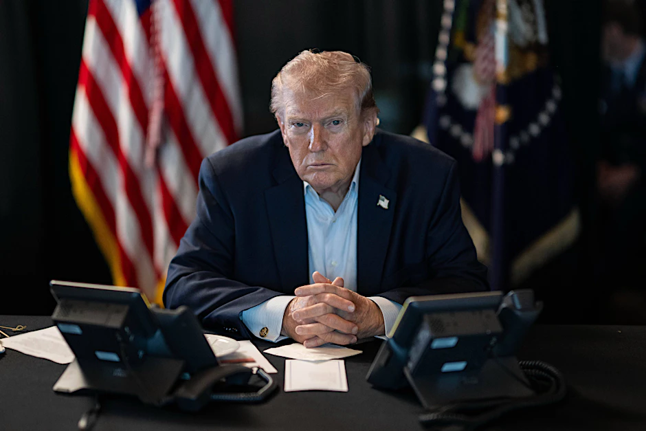 Der Mann hinter dem Plan: Donald Trump blickt direkt in die Ungewissheit einer neuen Weltordnung.