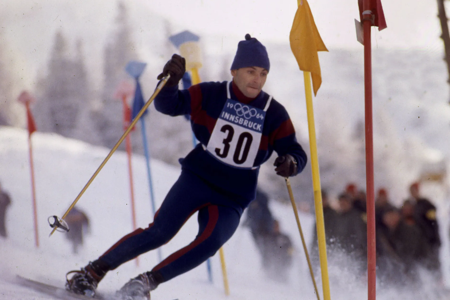 Eberhard Riedel nahm dreimal an Olympischen Spielen teil. Hier ist er bei den Spielen 1964 in Innsbruck.