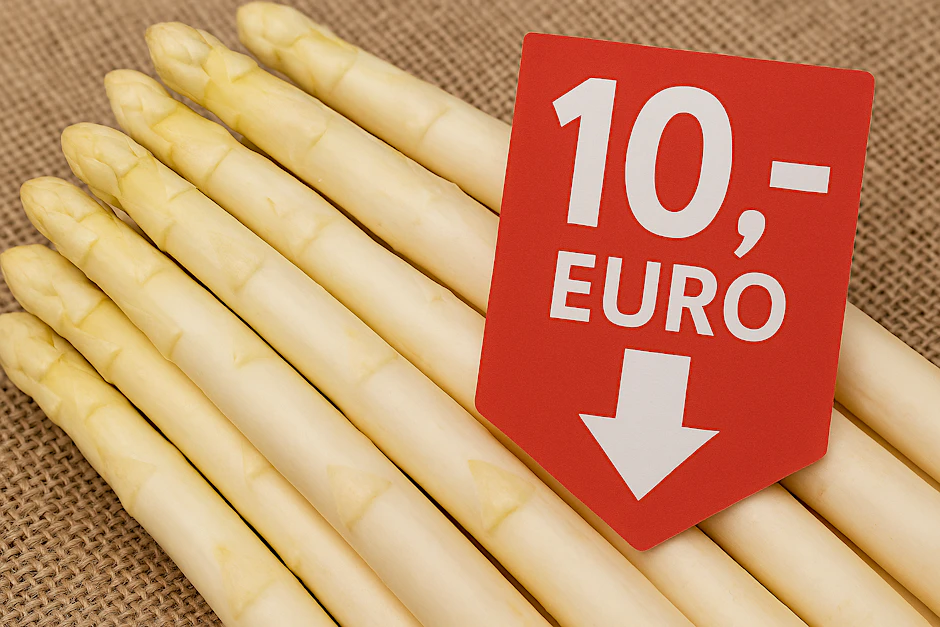 Spargel muss im Supermarkt nicht teuer sein. Kilopreise unter 10 Euro werden schon angeboten.