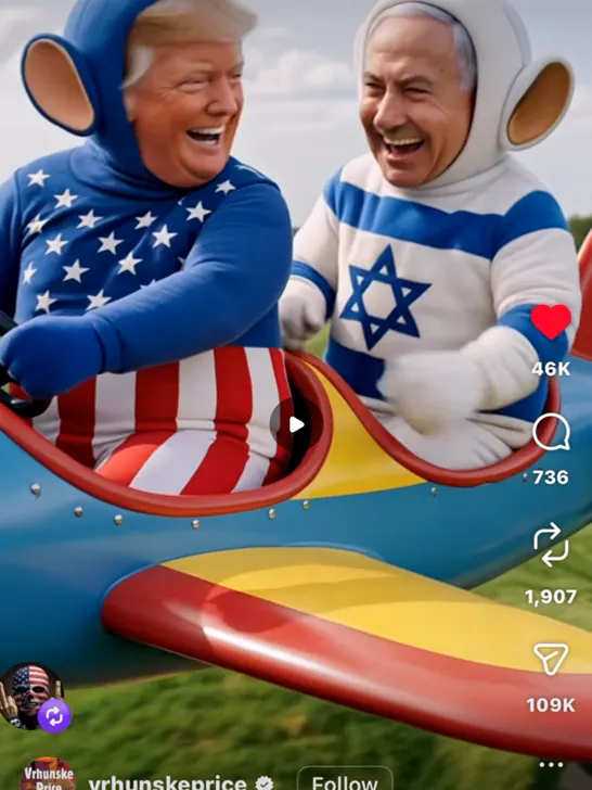 Trump und Netanjahu spielen in diesem Instagram-Post Krieg.