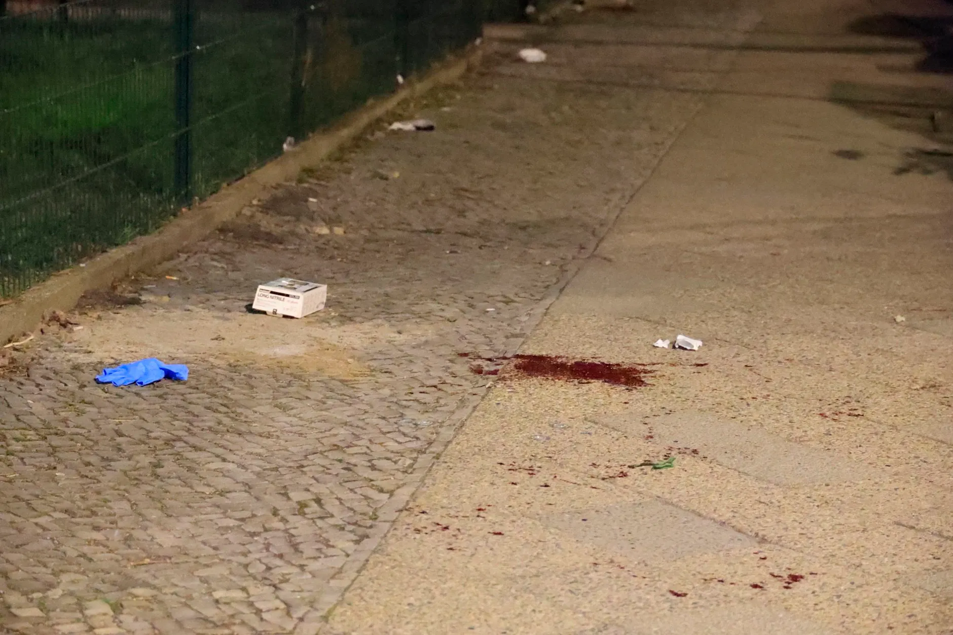 Eine von mehreren Blutlachen am Tatort. Die Spur erstreckte sich über 50 Meter.