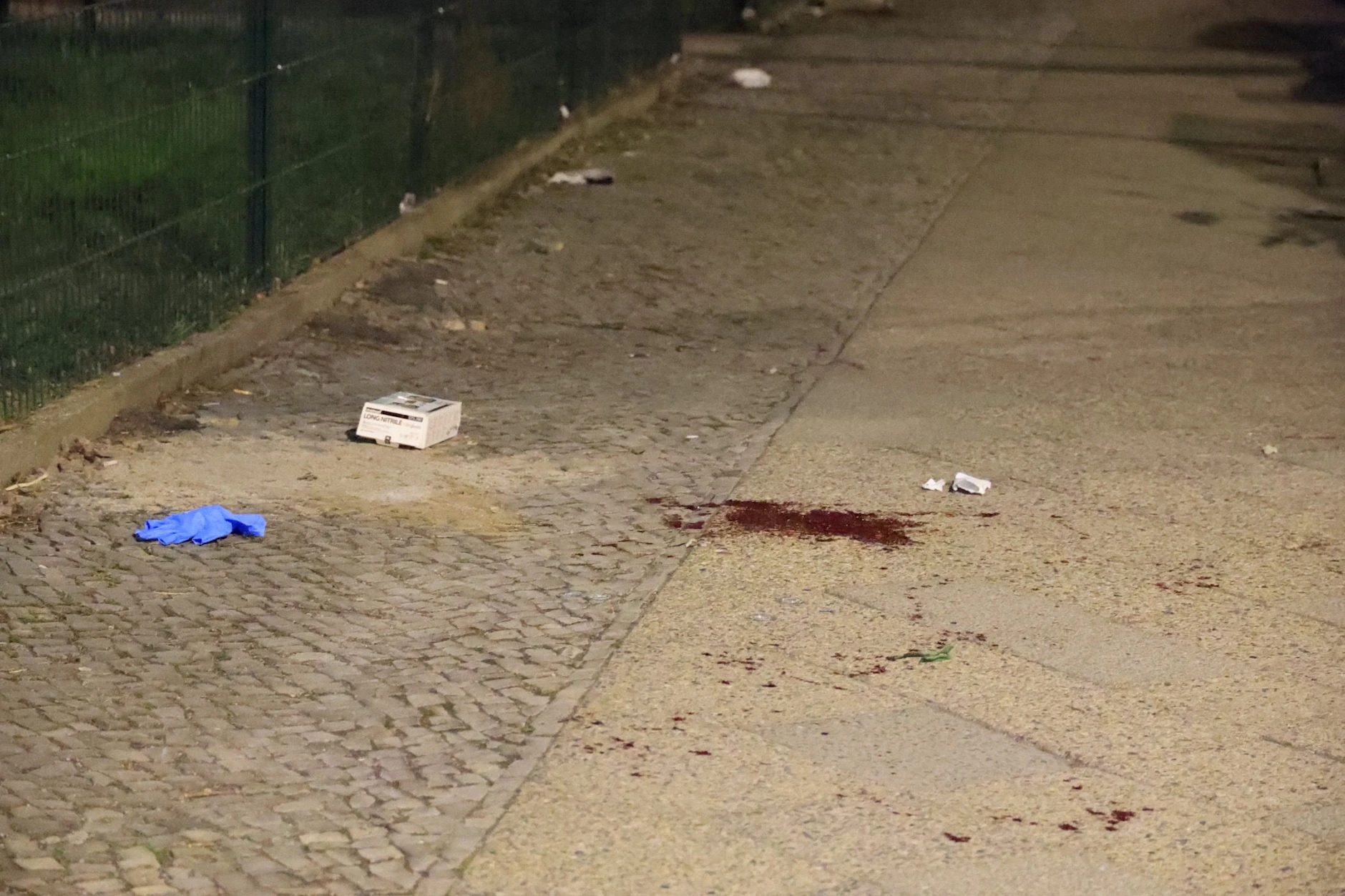 Eine von mehreren Blutlachen am Tatort. Die Spur erstreckte sich über 50 Meter.