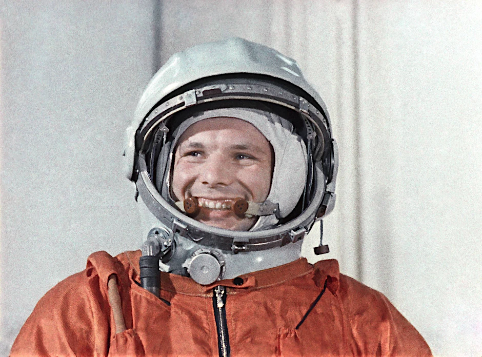 Der sowjetische Kosmonaut Juri Gagarin, der erste Mensch im All.