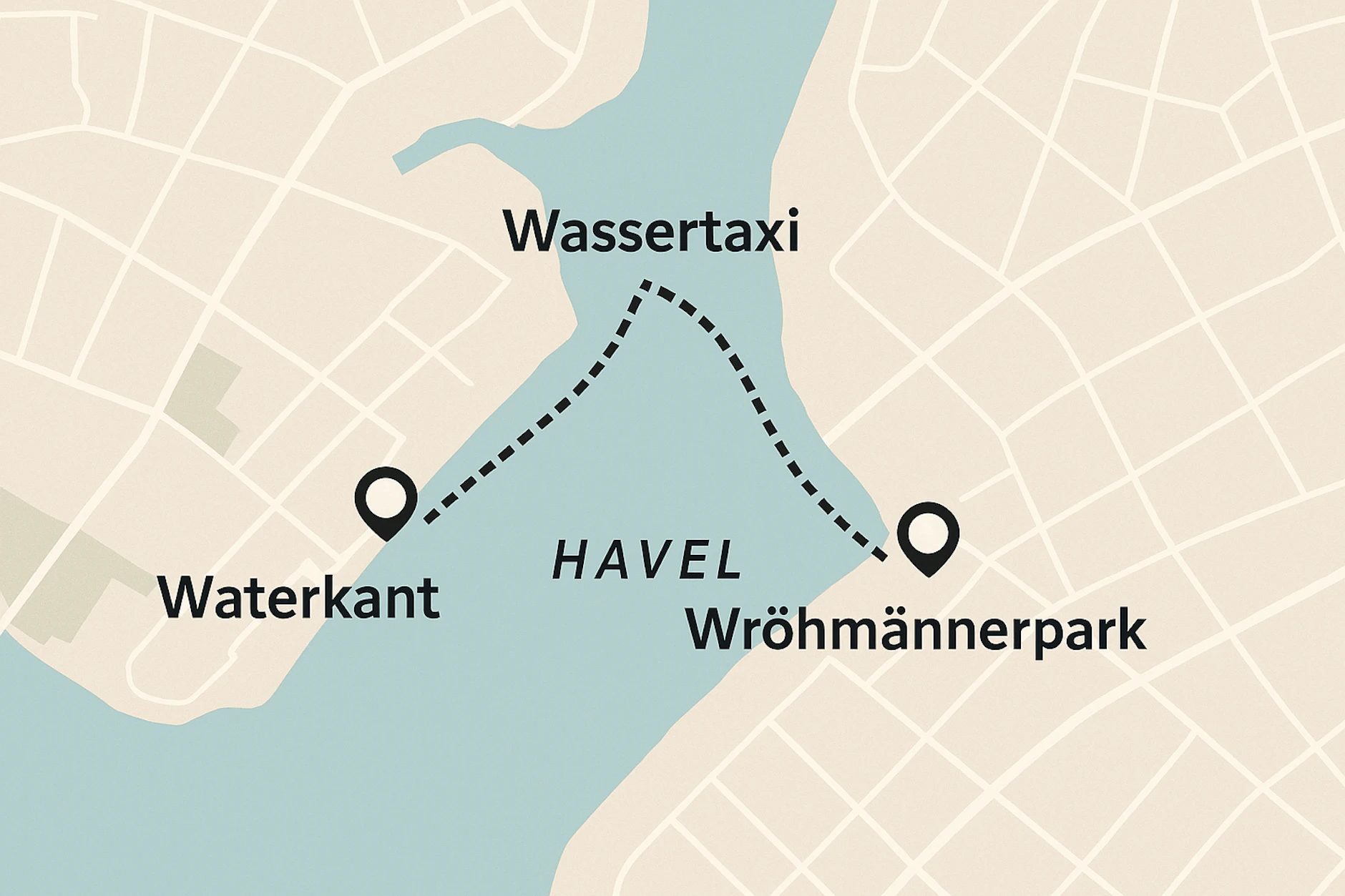 So könnte die Route des neuen Spandauer Wassertaxis aussehen.