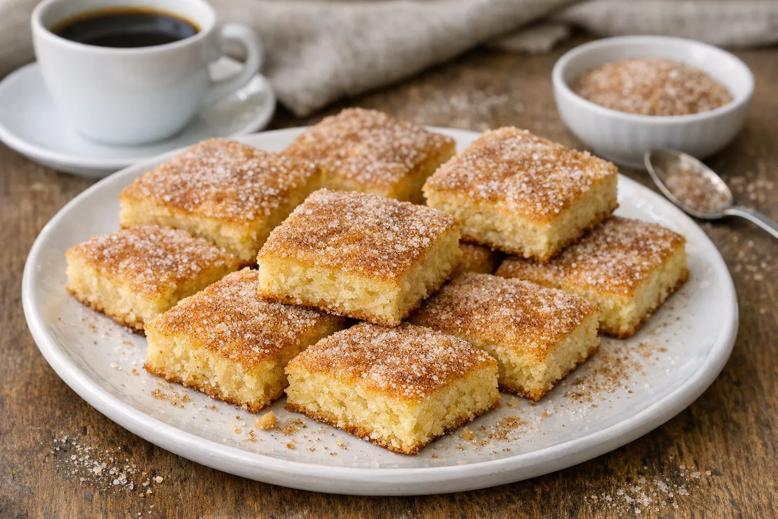 Strandcafé Plattenkuchen ist ein süßer Kuchen mit Zucker-Zimt-Kruste, den wir in einem Kochbuch von Kurt Drummer aus der DDR entdeckt haben. Die Stücke werden sehr flach, der Kuchen fällt also eher in die Kategorie Kleingebäck.