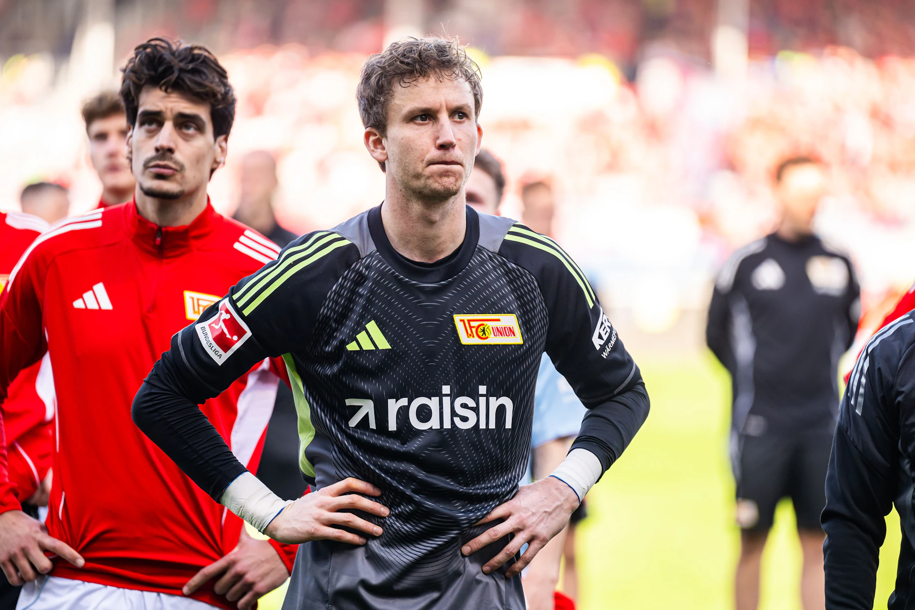 Gesichter, die tief blicken lassen: Diogo Leite und Frederik Rönnow sind nach der Pleite des 1. FC Union Berlin in Heidenheim maximal bedient. 