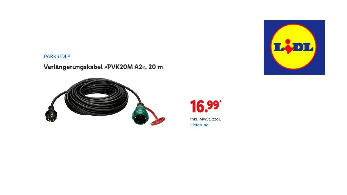 PARKSIDE Verlängerungskabel 20m