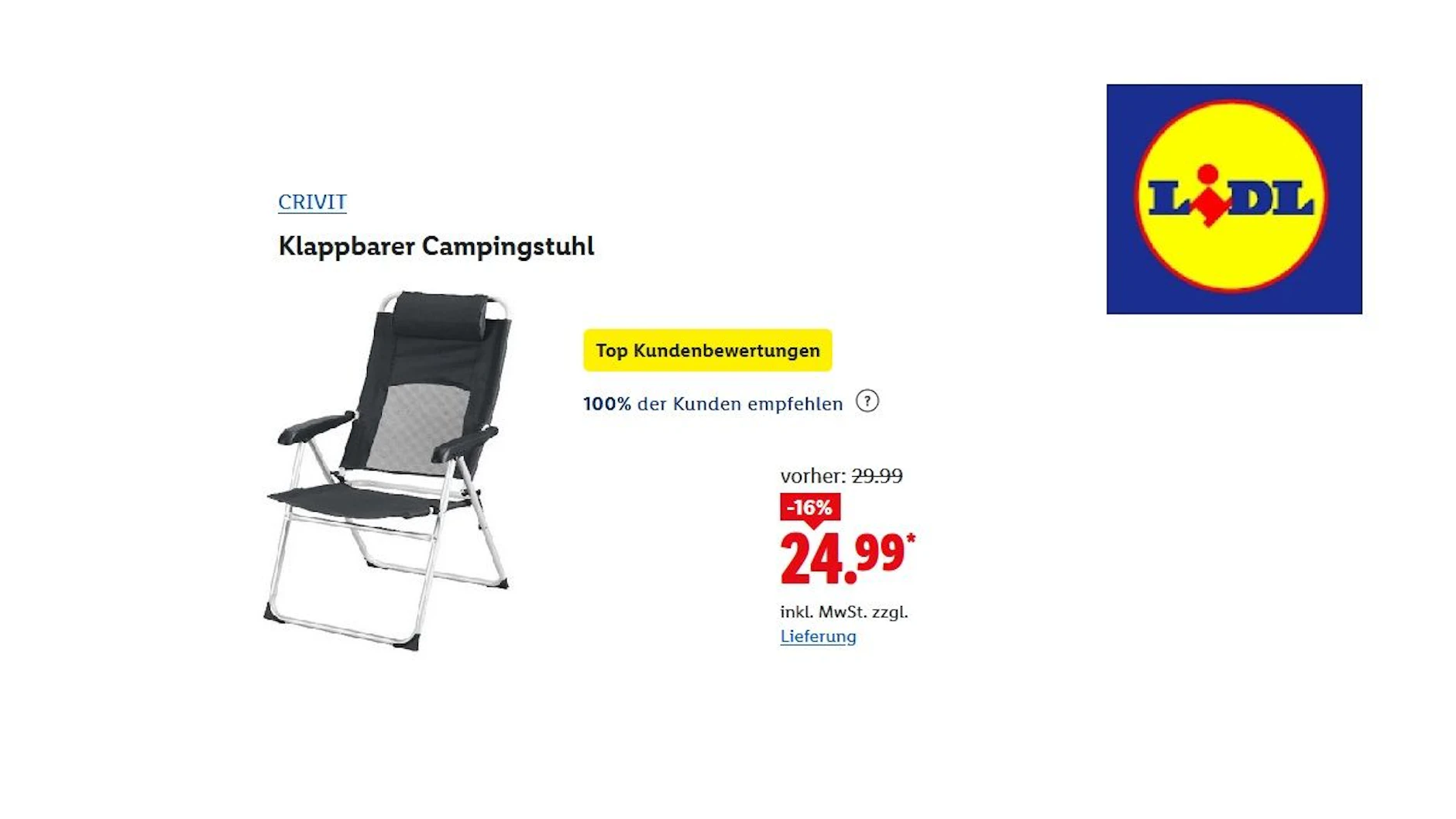 CRIVIT Klapp-Campingstuhl