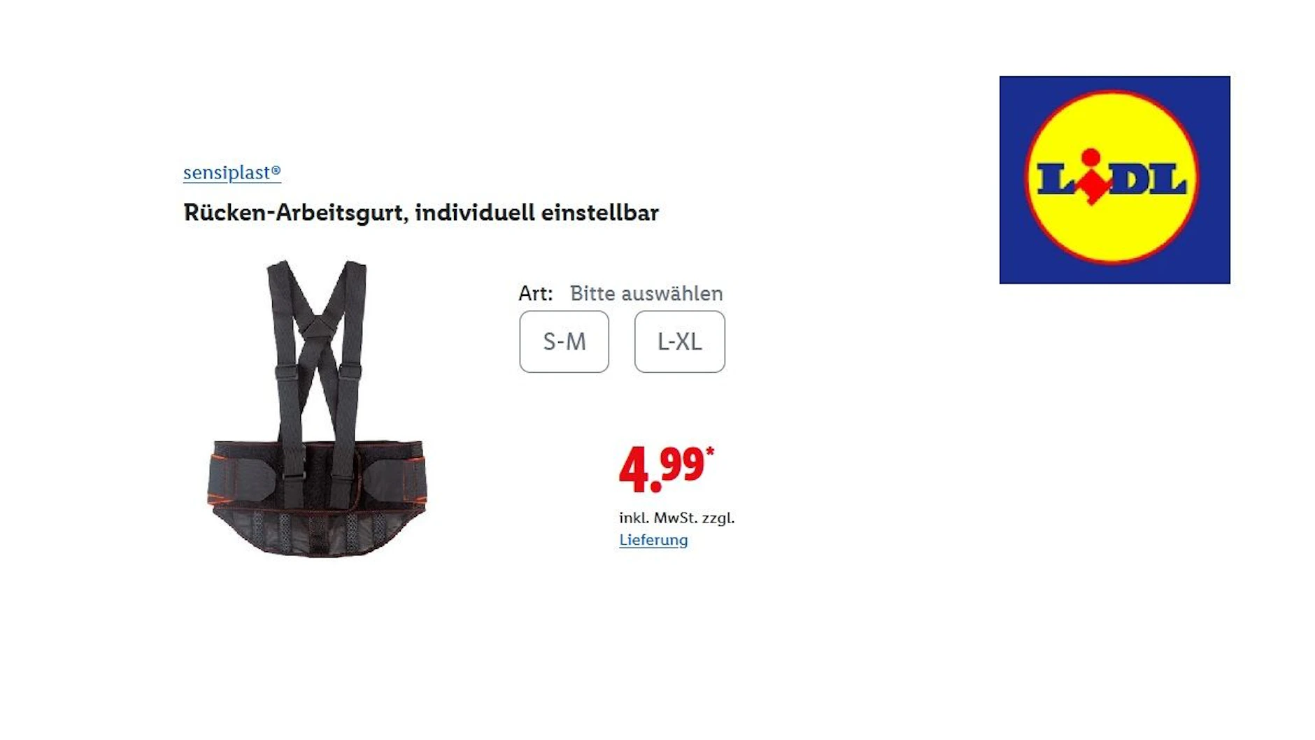 sensiplast Rücken-Arbeitsgurt