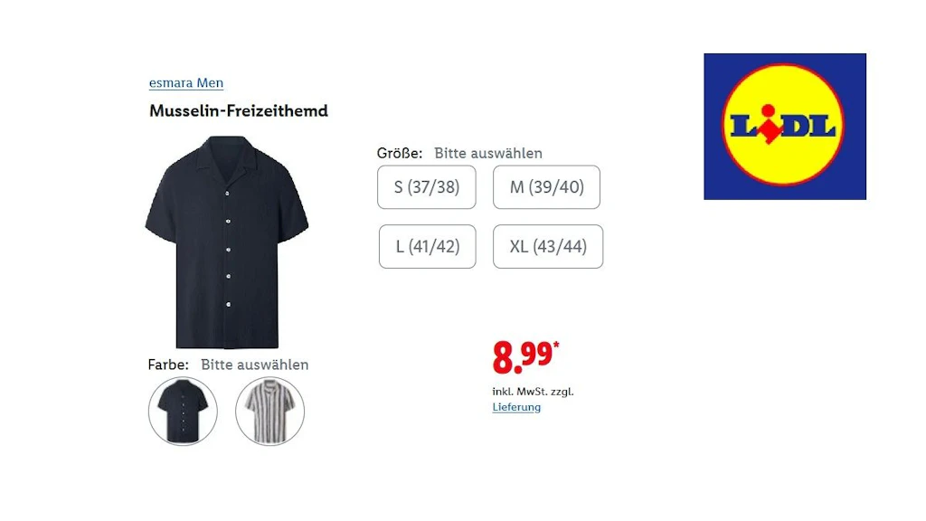ESMARA Men Musselin Freizeithemd 