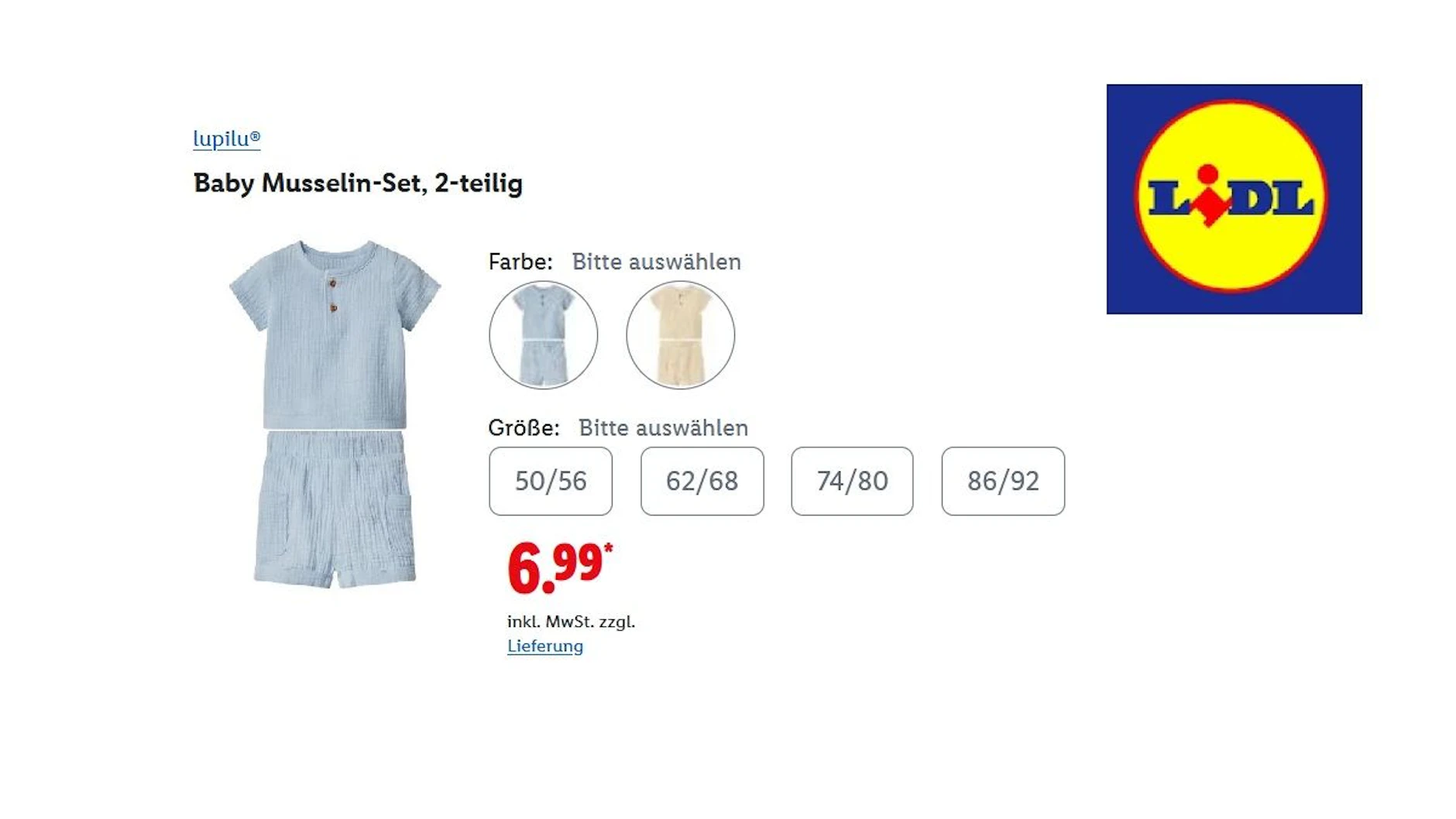 lupilu Baby Musselin Set