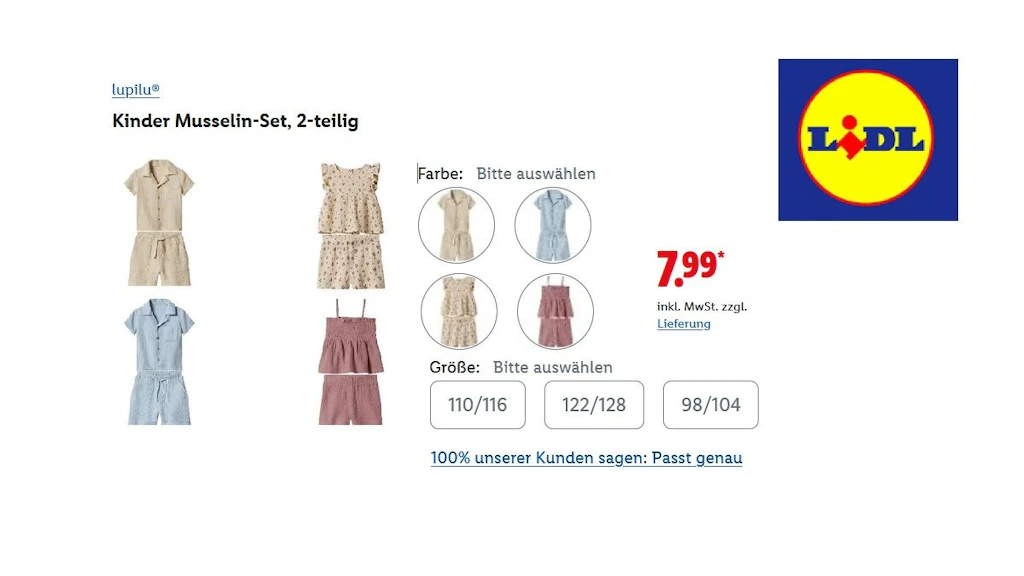 lupilu Kinder Musselin Set