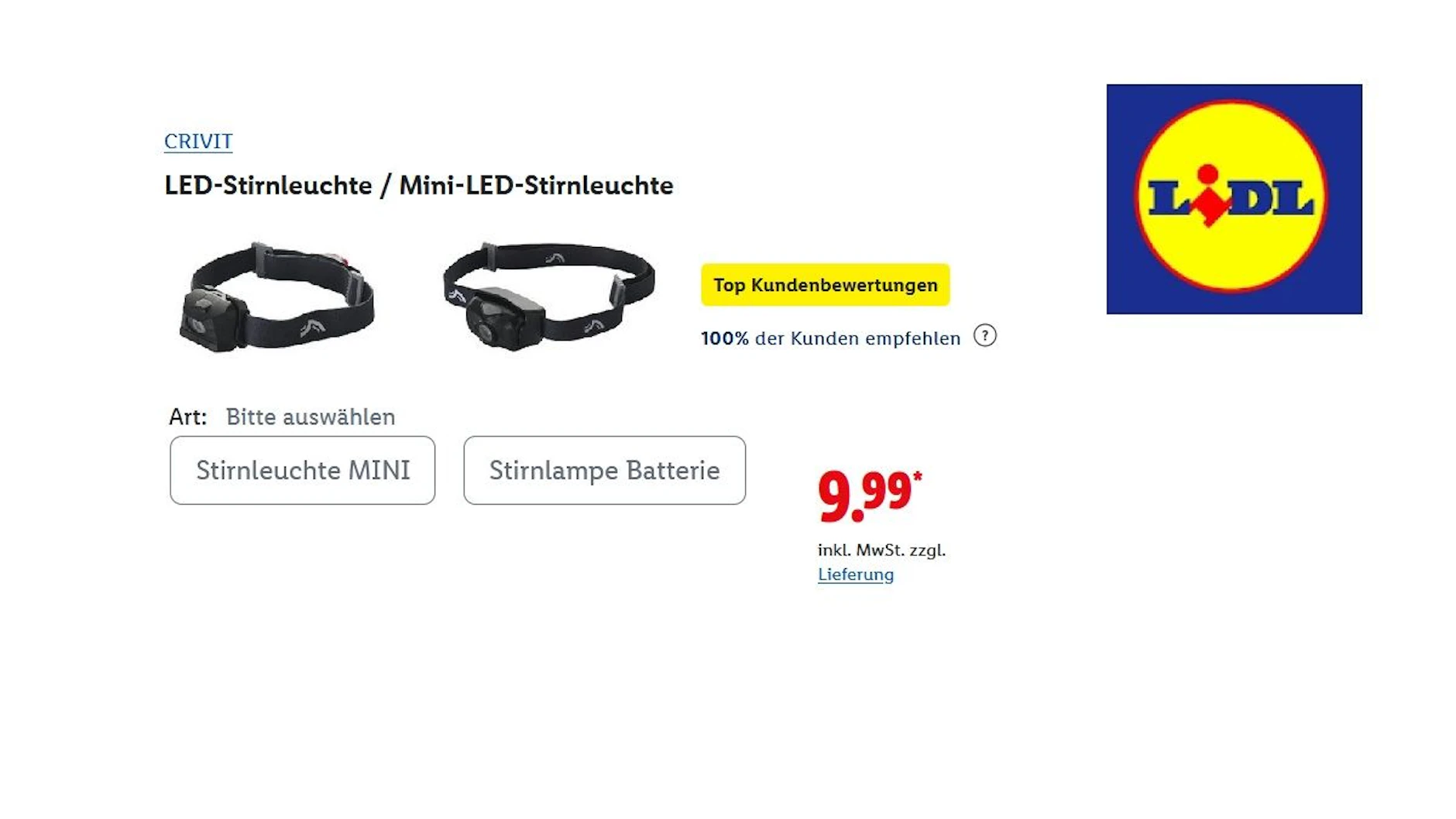 CRIVIT LED-Stirnleuchte