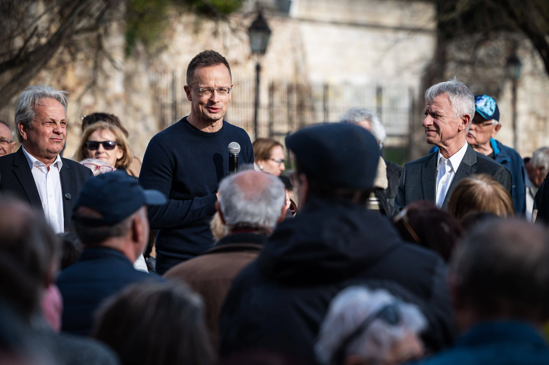 Ungarns Außenminister Péter Szijjártó bei einem Auftritt im Wahlkampf.