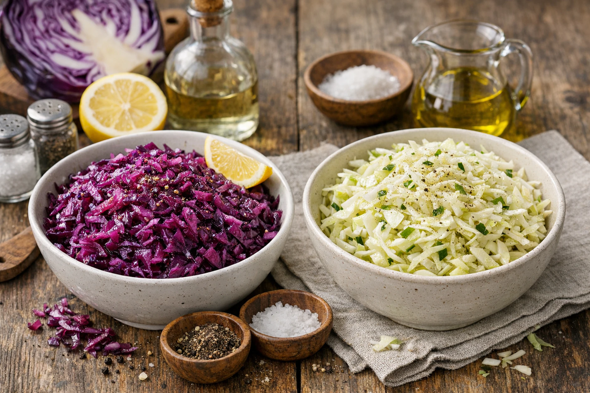 Krautsalat gibt es heute in jedem Supermarkt, aber warum nicht mal Rotkrautsalat oder Weißkrautsalat selber machen? Im Rezept verraten wir, wie es geht.