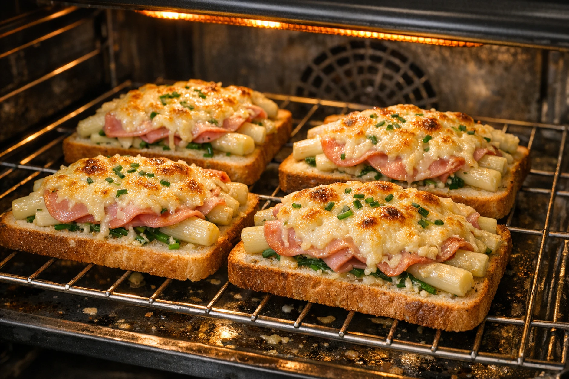 Genial und lecker: Spargeltoast kombiniert die tollen Eigenschaften der schnellen Karlsbader Schnitte mit dem Luxusgemüse der Saison. Das Rezept kommt aus dem DDR-Kochbuch schlechthin!