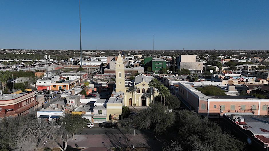 Blick auf die Grenzstadt Nuevo Laredo im mexikanischen Bundesstaat Tamaulipas
