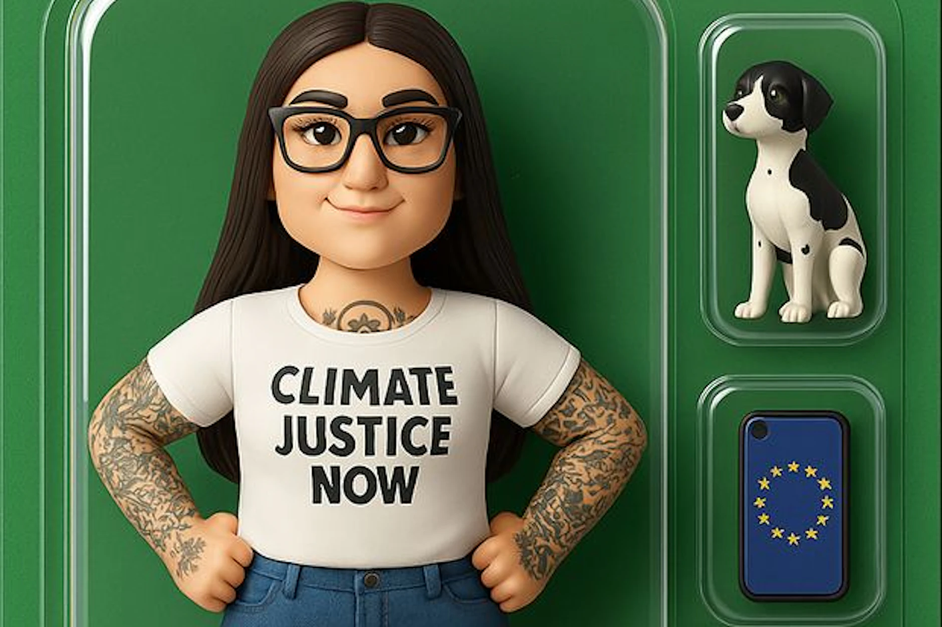 Die Grünen-Politikerin Beatrice Lindhorst als Actionfigur, präsentiert vom Kreisverband der Grünen Wittenberg. Sie kandidiert bei der Landtagswahl.
