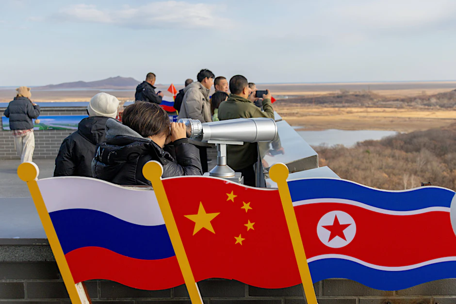 Zu sehen ist das Dreiländereck zwischen Russland, China und Nordkorea, ein geopolitischer Schnittpunkt wachsender Kooperation im Osten Asiens.