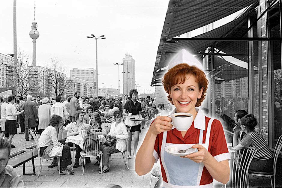 Die Mokka-Milch-Eisbar in der Karl-Marx-Allee war einer der Treffpunkte schlechthin. Hier gab es neben Milchshakes und Eis auch verschiedene Kaffeespezialitäten.