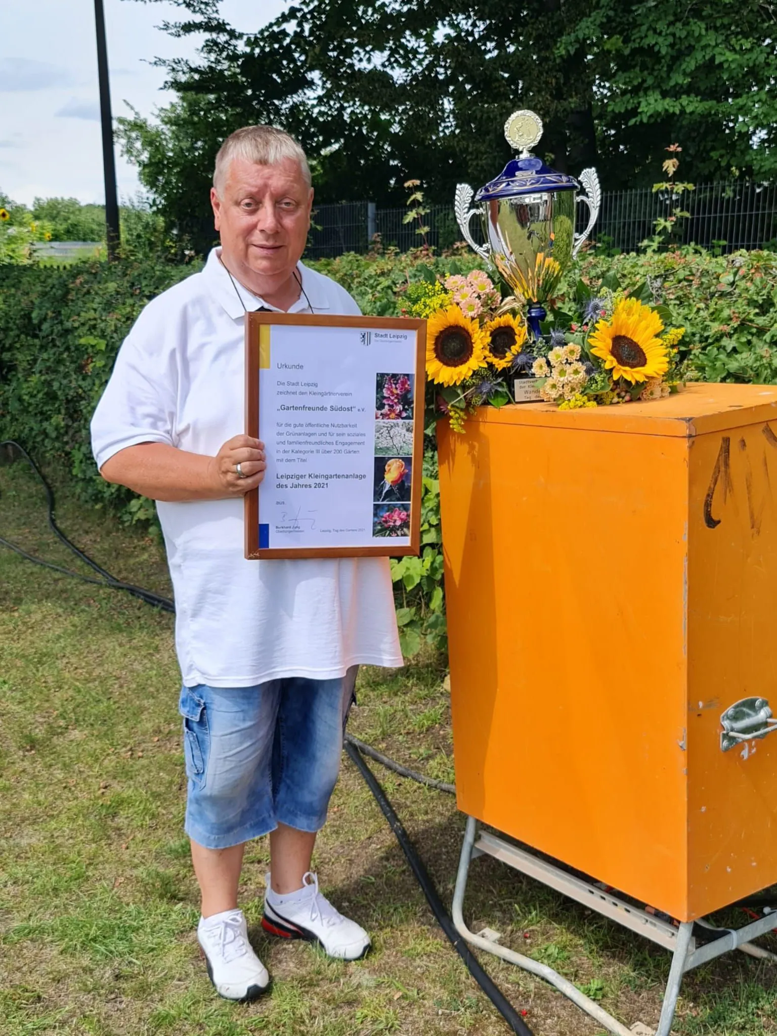 Im Jahr 2021 wurde die Kleingartenanlage von Kleingartensheriff Michael Baumann zur schönsten in Leipzig gewählt.