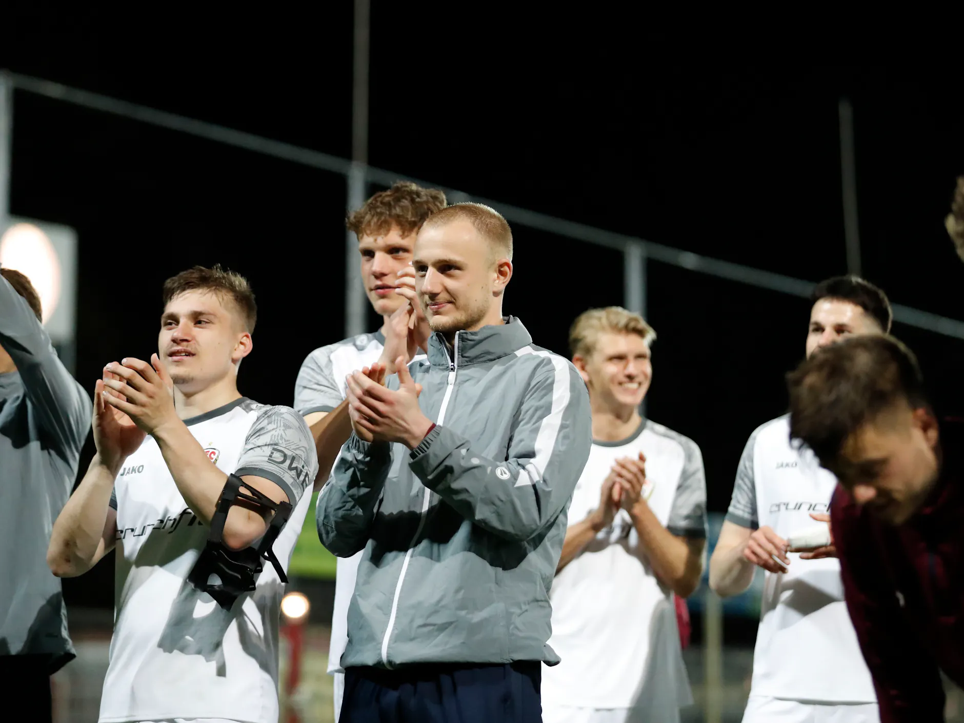 Gute Stimmung bei den Dynamos Leander Fritzsche, John Liebelt, Moritz Polte und Willi Reincke.