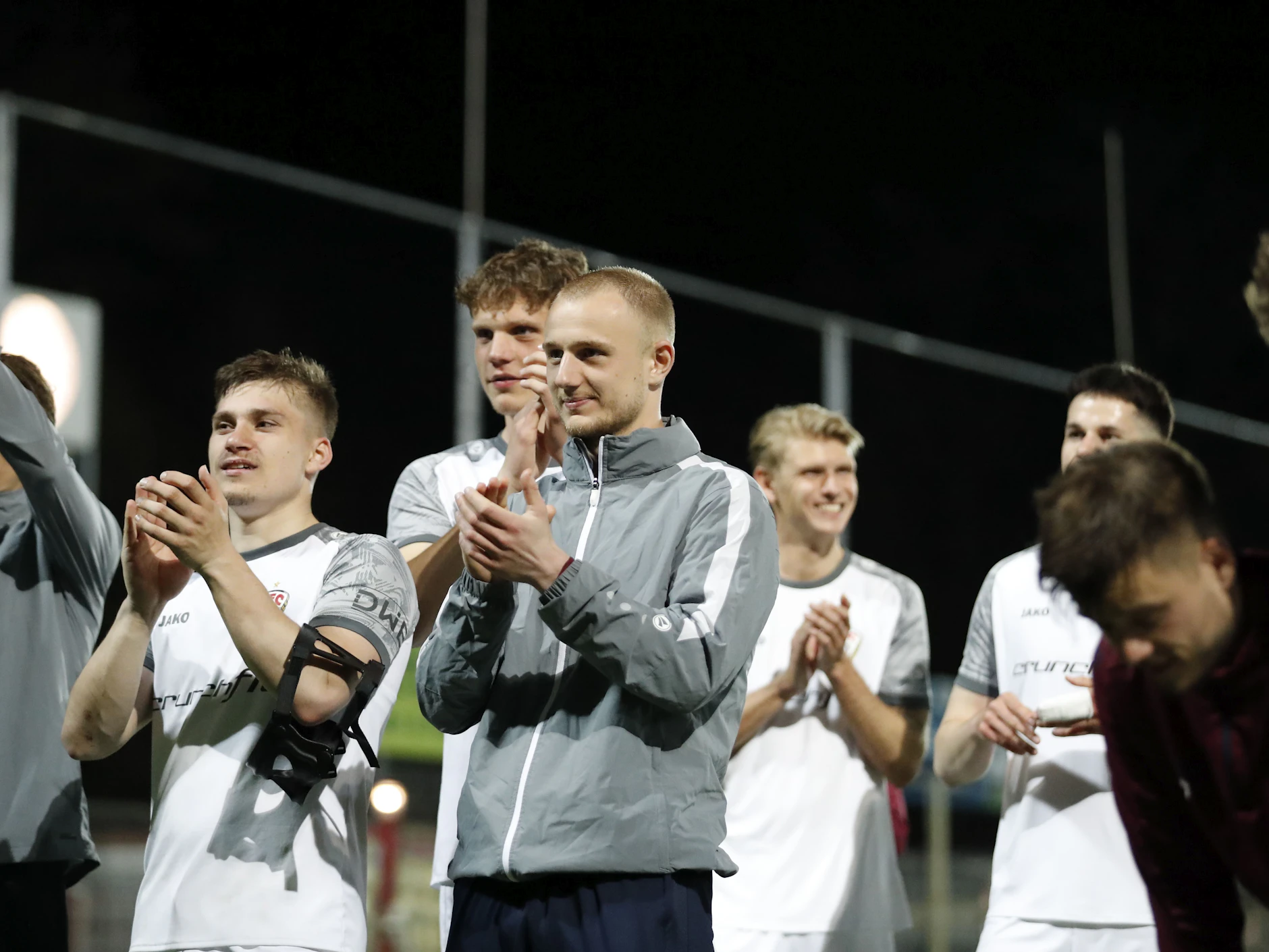 Gute Stimmung bei den Dynamos Leander Fritzsche, John Liebelt, Moritz Polte und Willi Reincke.