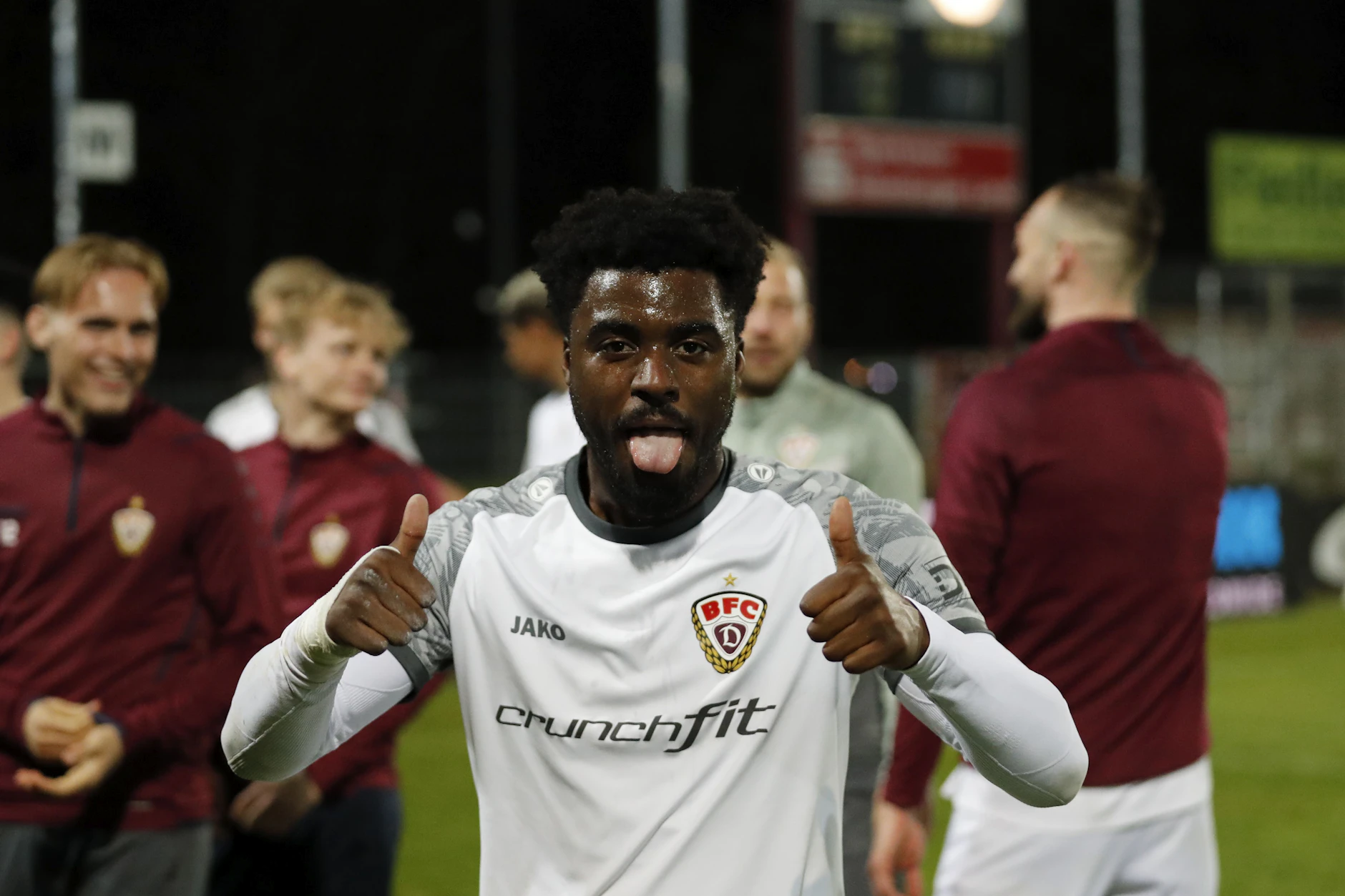 Lloyd-Addo Kuffour vom BFC Dynamo lässt die Emotionen raus.,