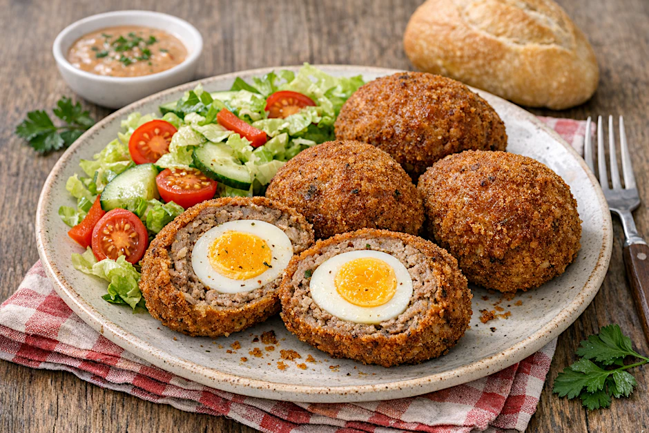 Verhüllte Eier aus der DDR, dazu ein leckerer Salat: Dieses Rezept müssen Sie zum Abendbrot unbedingt mal ausprobieren!