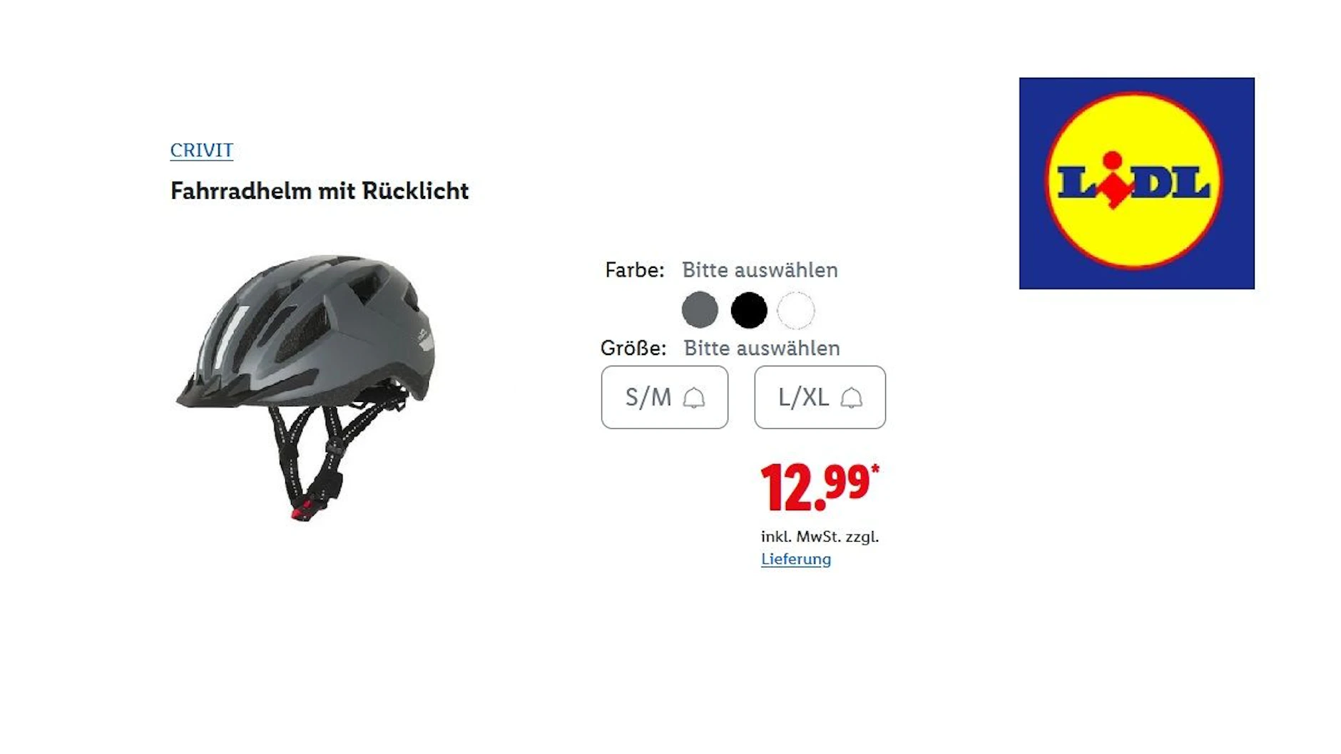 Crivit Fahrrad-Helm mit Rücklicht