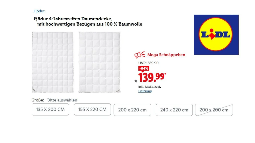 FJÖDUR  4-Jahreszeiten-Daunendecke