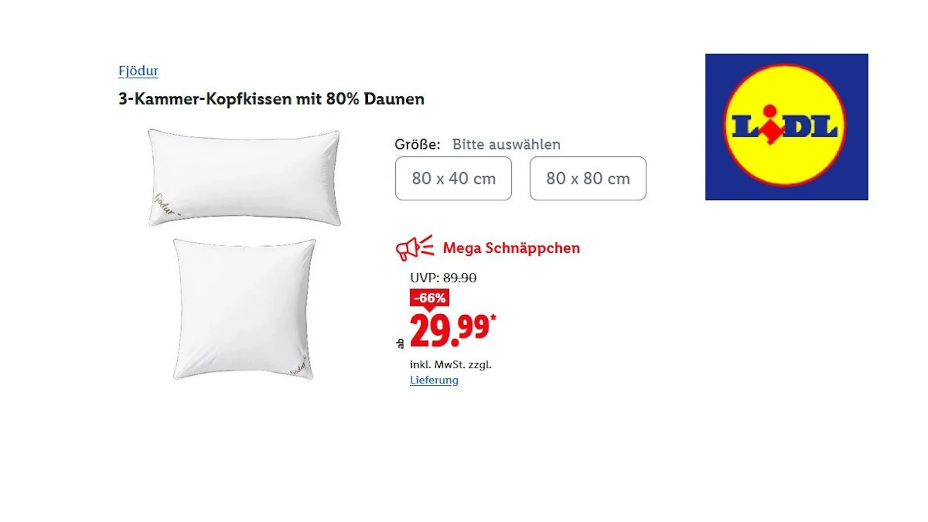 FJÖDUR 3-Kammer-Kopfkissen