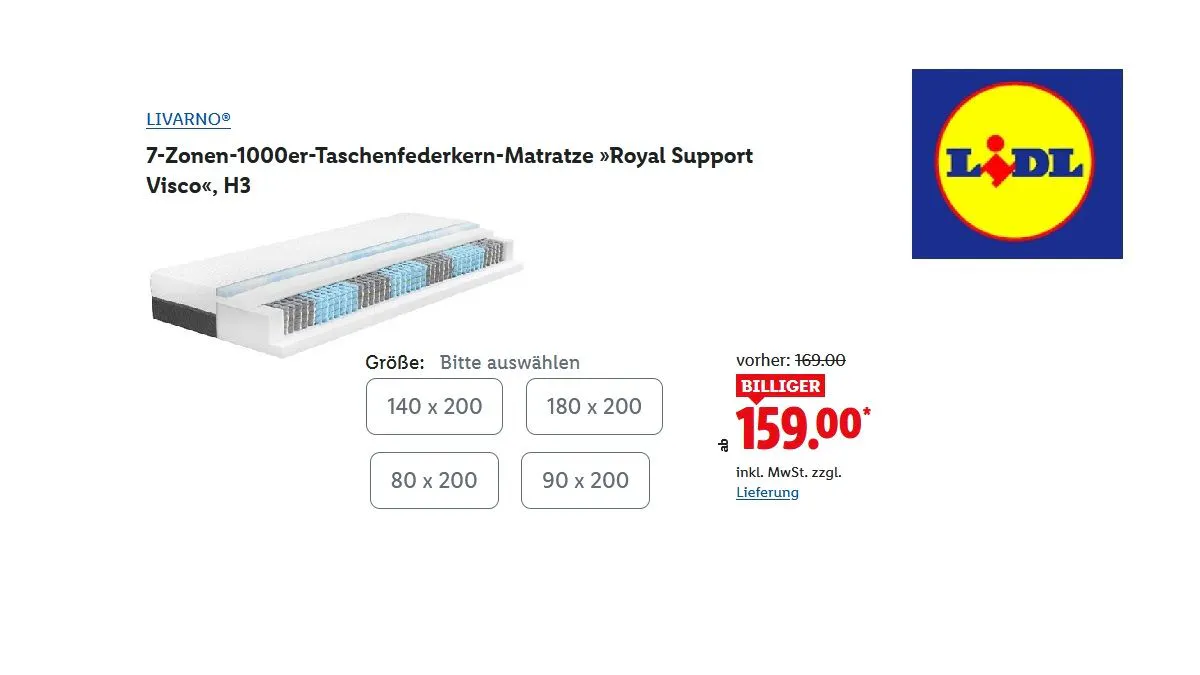 LIVARNO 7-Zonen-Taschenfederkern-Matratze