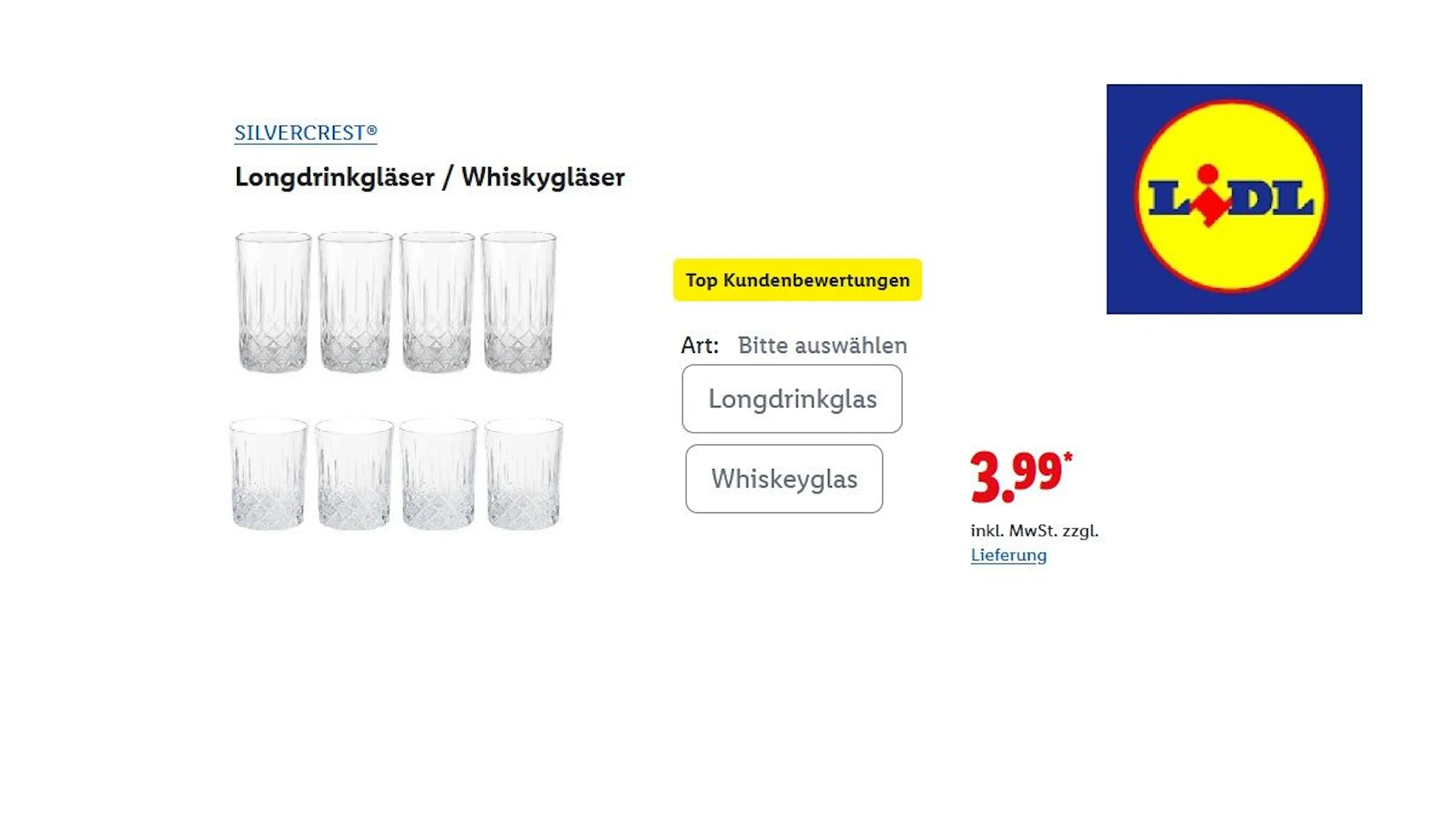 SILVERCREST Longdrink /Whisky-Gläser