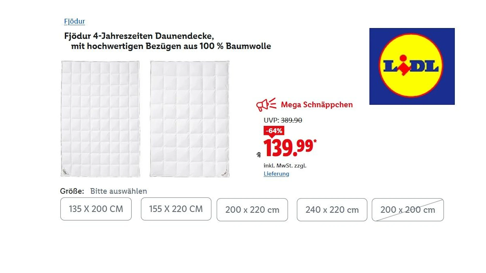 FJÖDUR  4-Jahreszeiten-Daunendecke