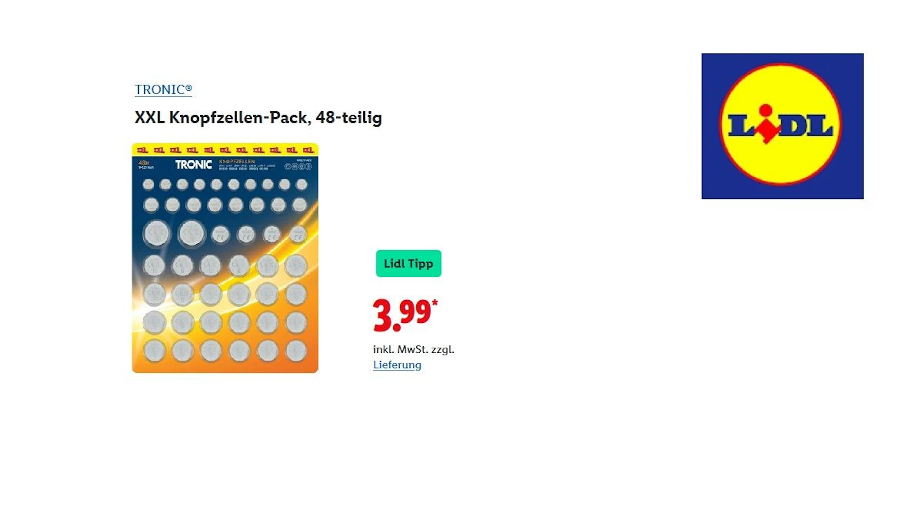 TRONIC XXL Knopfzellen