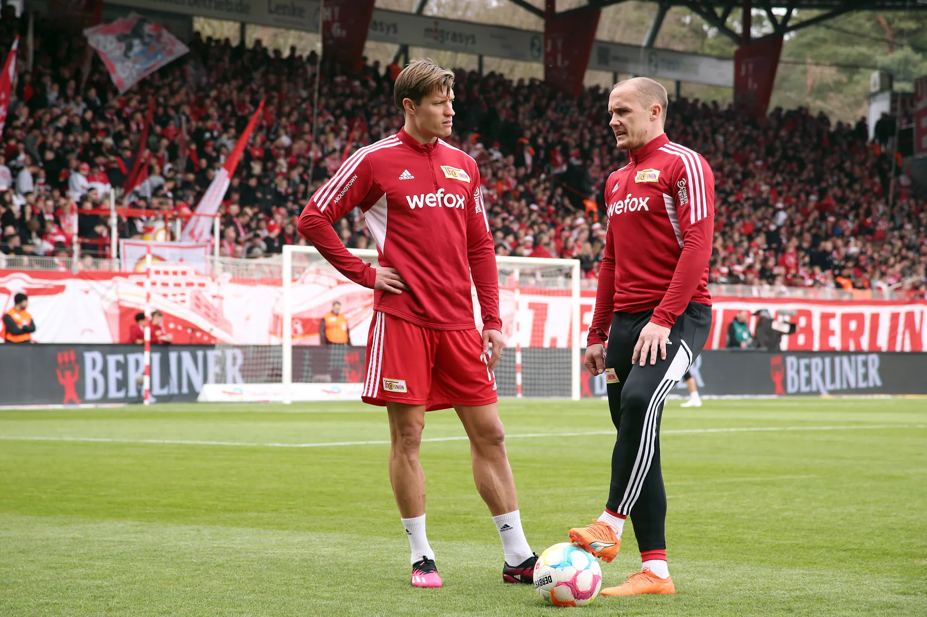 In Leipzig erzielten Kevin Behrens (l.) und Sven Michel einst im Duett das Tor des Monats für den 1. FC Union Berlin.