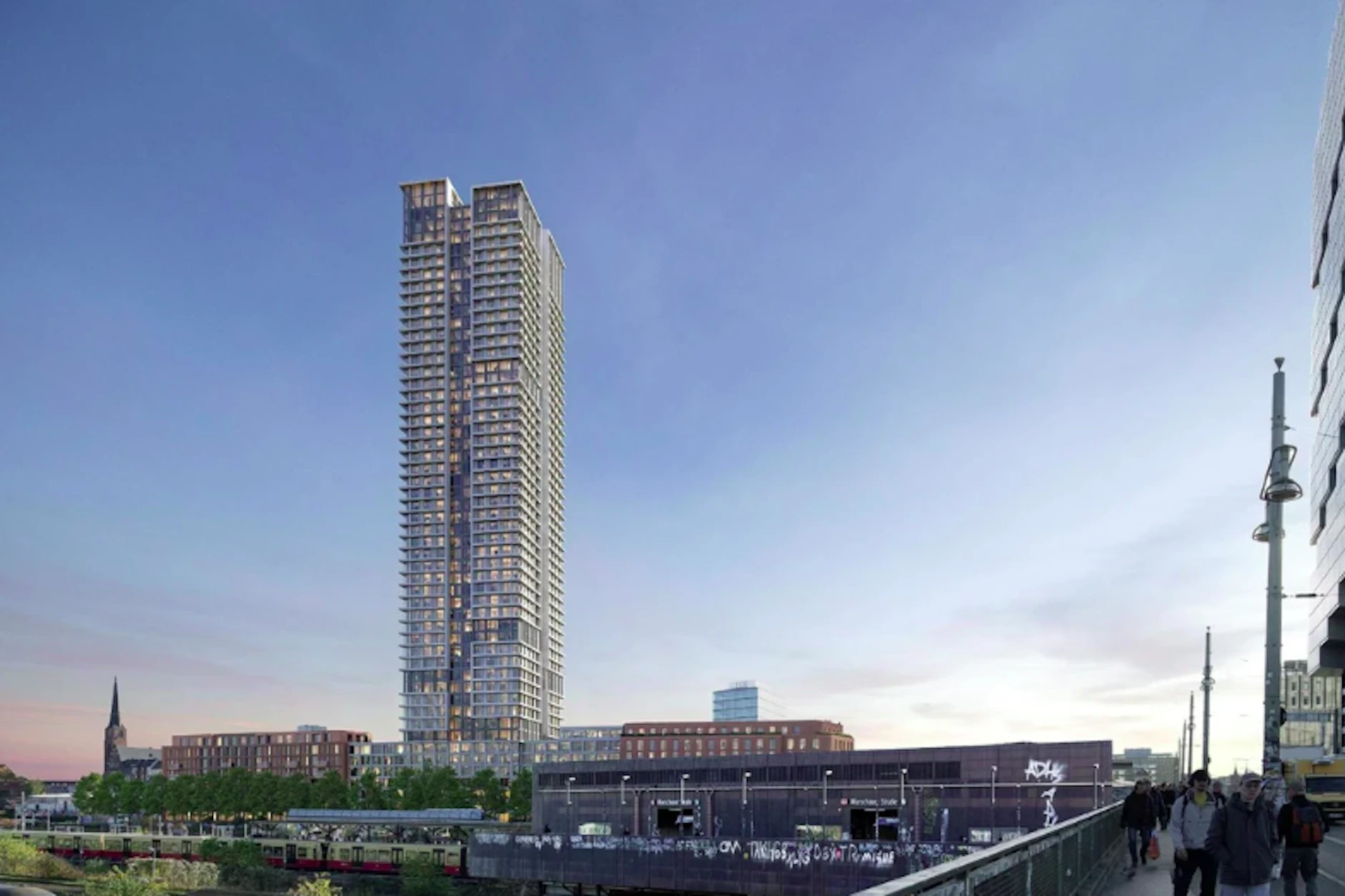 So soll der Wohnturm an der Warschauer Straße mal ausschauen. Er würde zu den größten Gebäuden in Berlin zählen.