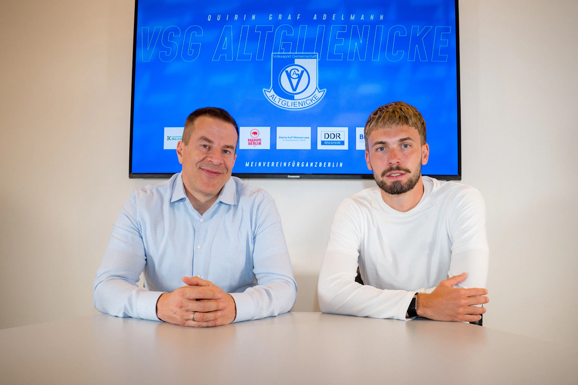 Neuzugang bei der VSG: Multi-Unternehmer Quirin Graf Adelmann (l.)  und Altglienickes Strategie-Chef Johannes Manske sind sich einig.