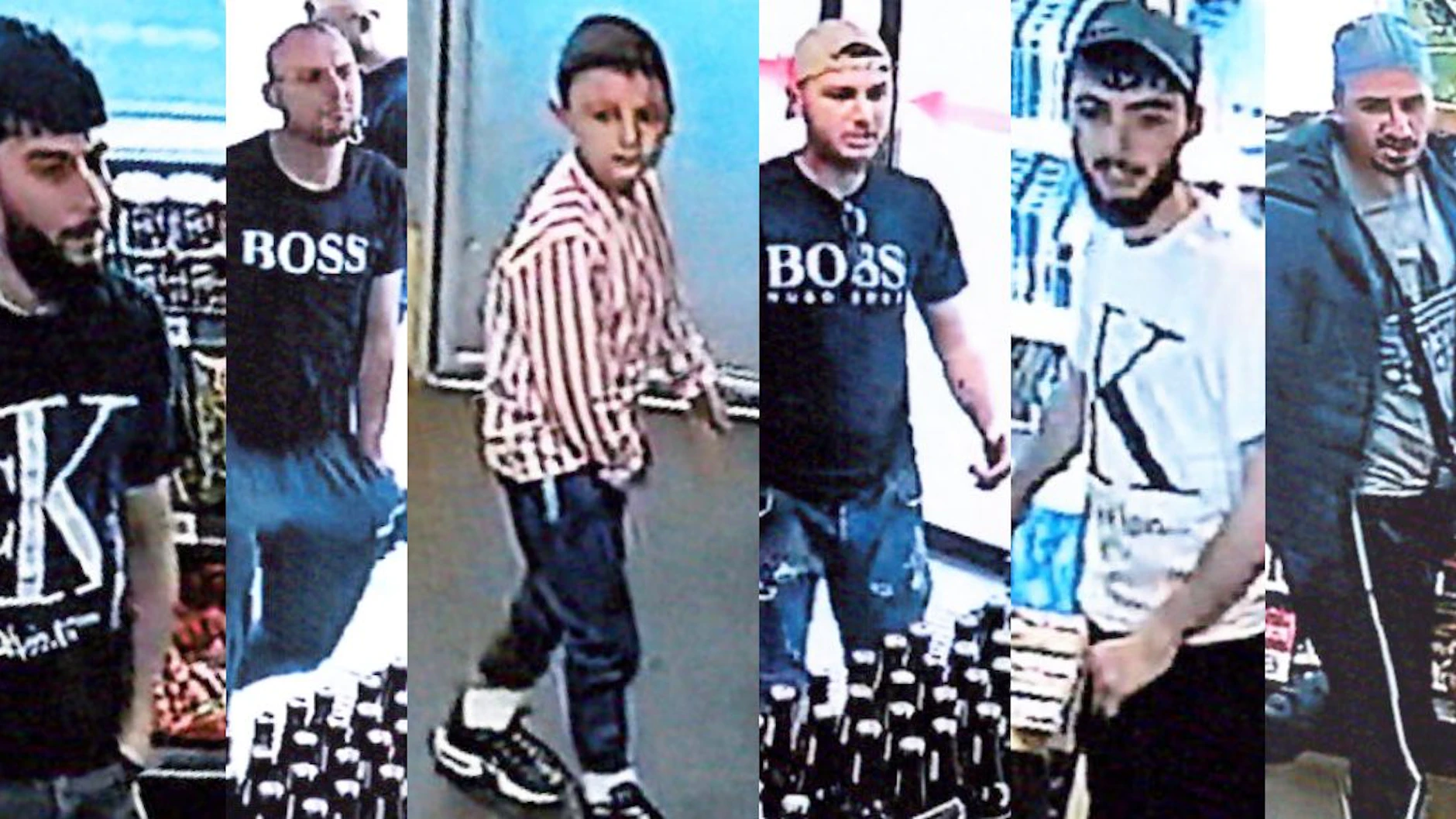 Diese fünf Männer und der Junge in der Mitte werden gesucht. Hinweise nimmt die Polizei Oranienburg entgegen.