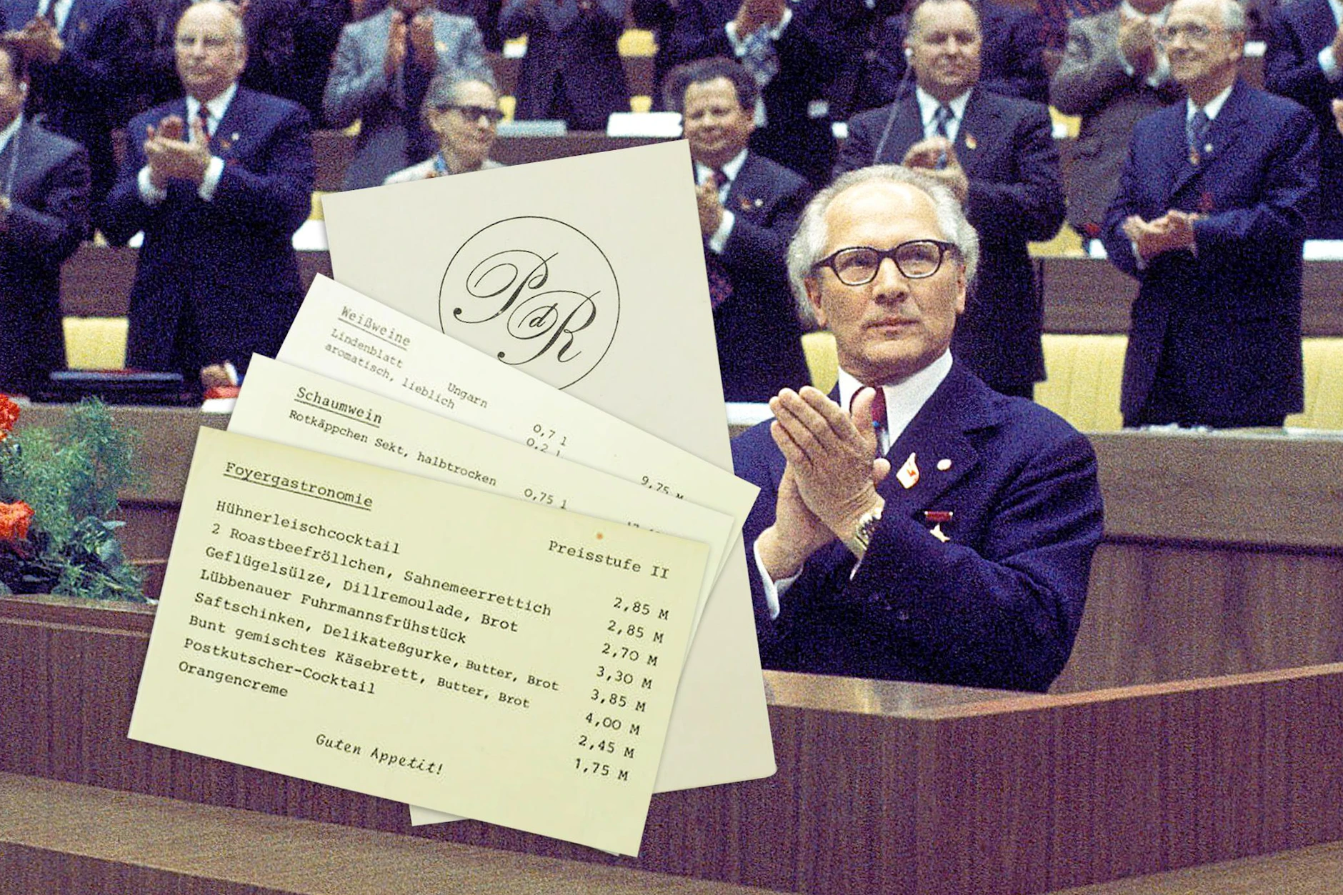 Was wohl Erich Honecker im Palast der Republik am liebsten gegessen hat? Speisekarten aus der damaligen Zeit verraten, was in den Restaurants hier auf den Tisch kam.