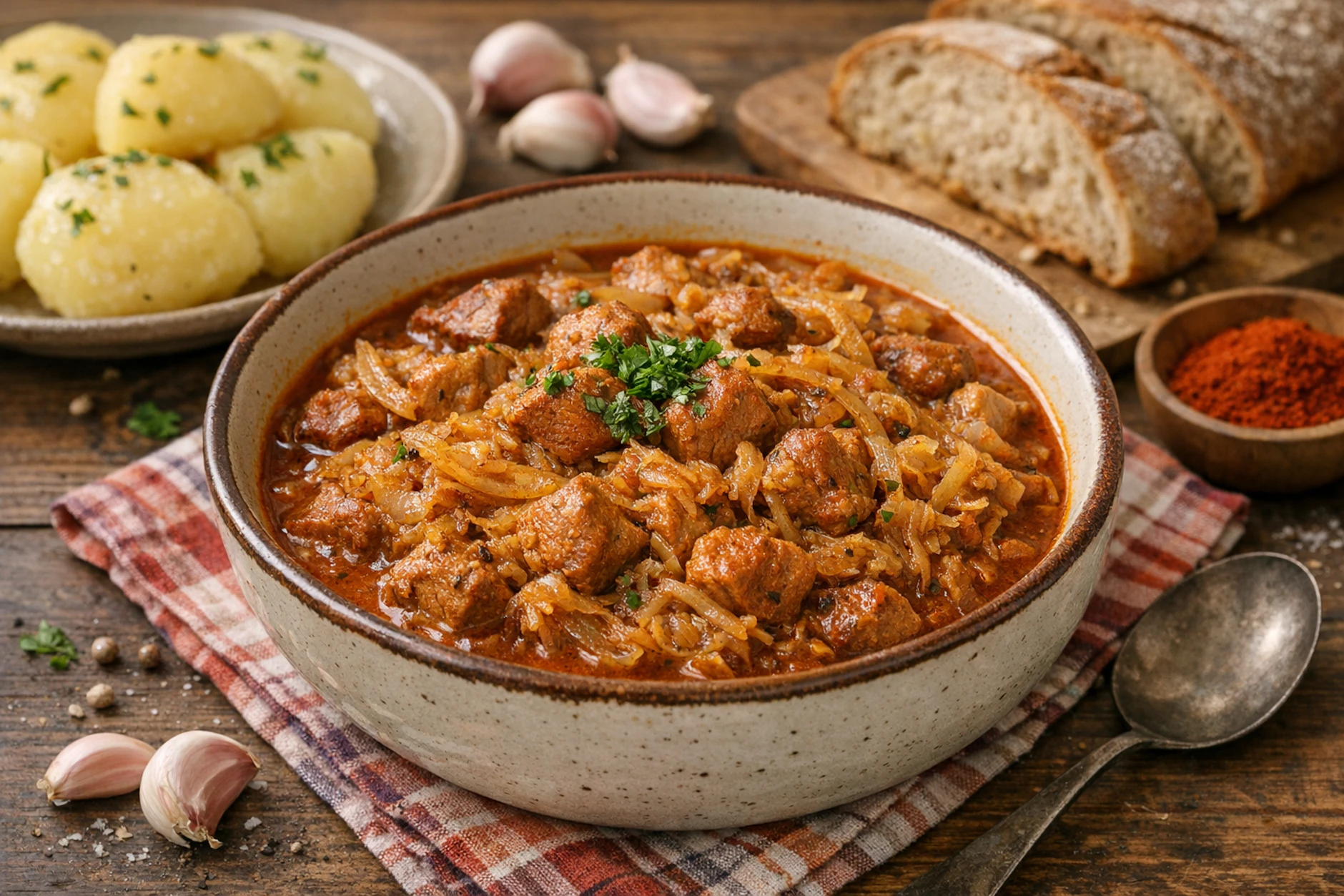 Sauerkrautgulasch ist einfach lecker - und verbindet den Geschmack von würzigem Fleisch mit dem von Sauerkraut. Ein richtig deftiges Gericht, das Sie ausprobieren sollten!