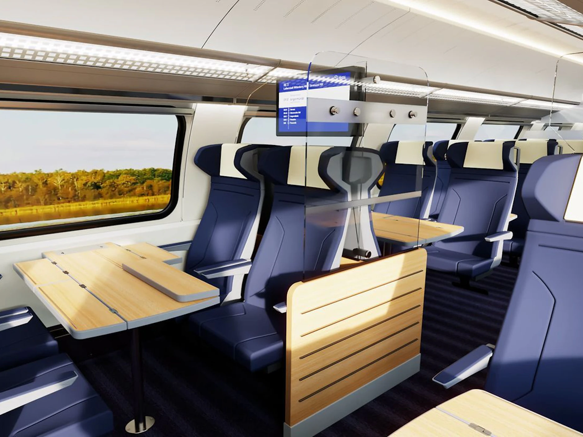 Die neuen Züge für Berlin, Brandenburg, Sachsen-Anhalt und Mecklenburg-Vorpommern. 2027 gehen auf der Linie RE3 Fahrzeuge des Typs KISS in Betrieb. Die Visualisierung zeigt die erste Klasse.