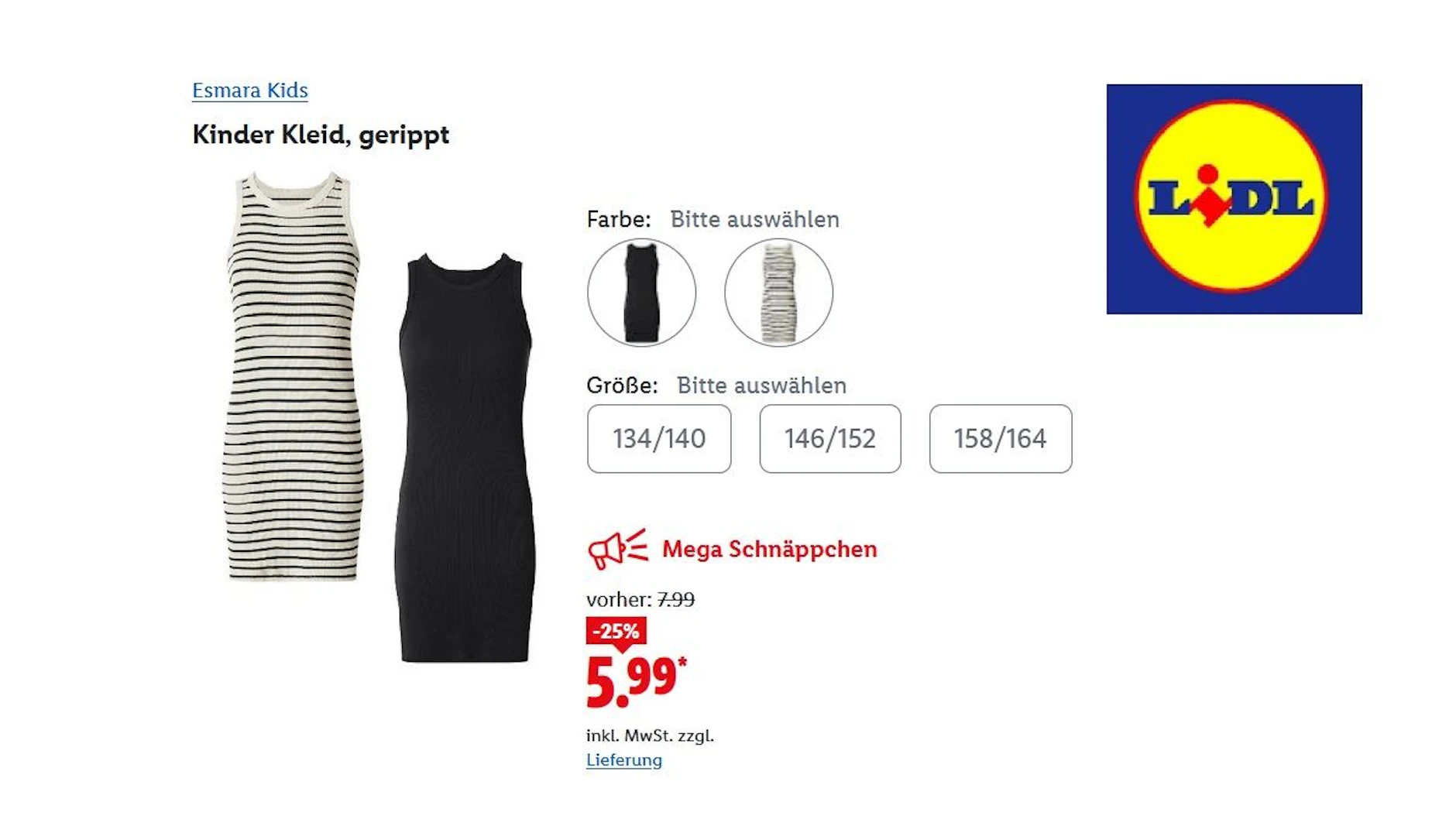 Esmara Kinder-Kleid gerippt